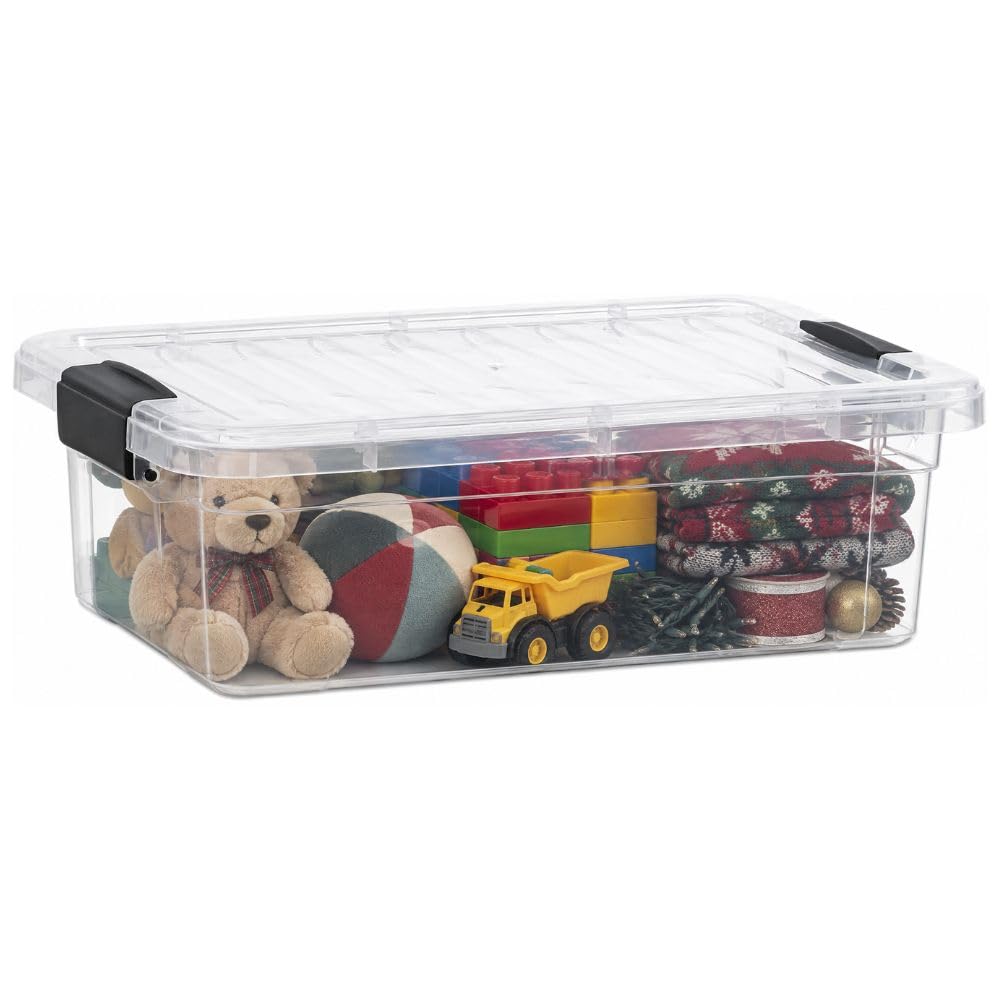 Superio Clear Plastic Storage Bins with Lid, 4.5 Quart Box, Organizing Containers, Stackable Plastic Tote for Home, Garage, Dorm, School, and Office