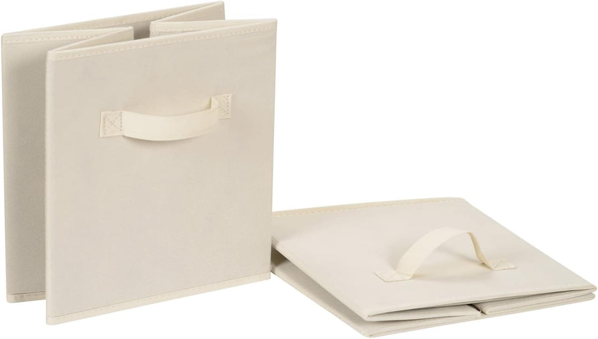 Amazon Basics Collapsible Fabric Storage Cube Bins Organizer with Handles for Organization and Organizing Solution, 13"x13"x13", Beige, 6-Pack