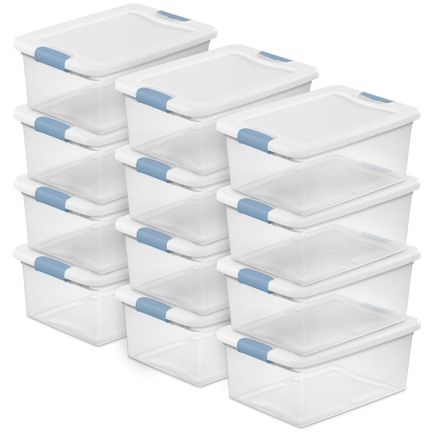 Sterilite Latching Box with Lids for Home and Office, 6 Quart, 12-Pack