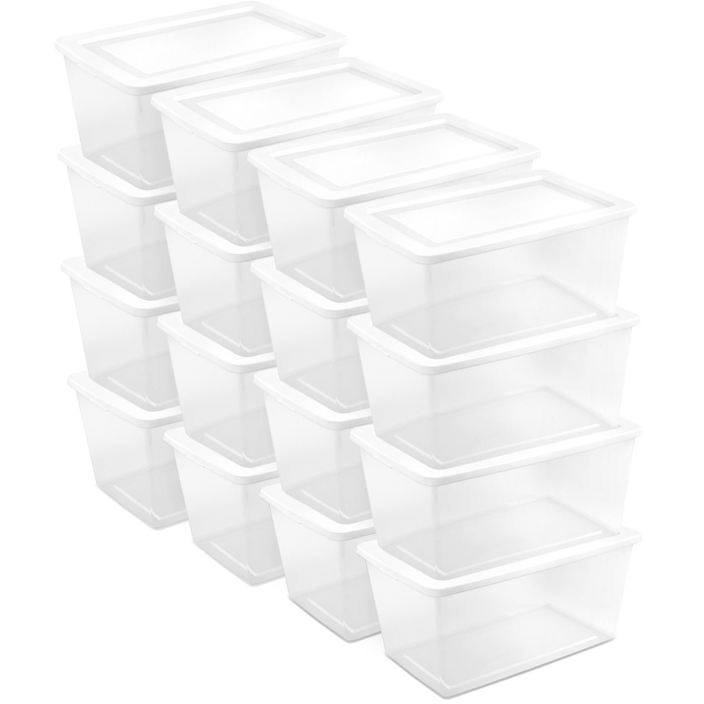 Sterilite Storage Boxes, Stackable Clear Plastic Bins, 6 Quart, 12-Pack