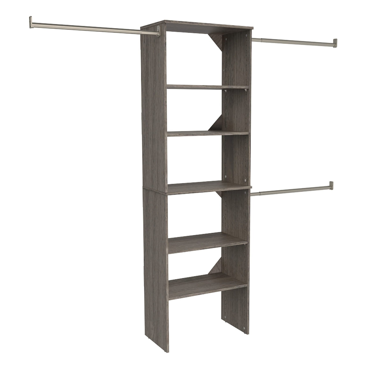 ClosetMaid SuiteSymphony Wood Closet Organizer System, 25-Inch Starter Kit with Tower and 3 Hang Rods and Shelving, Adjustable Shelves, Customizable Insert, Reach-in or Walk-in Closets, Pure White