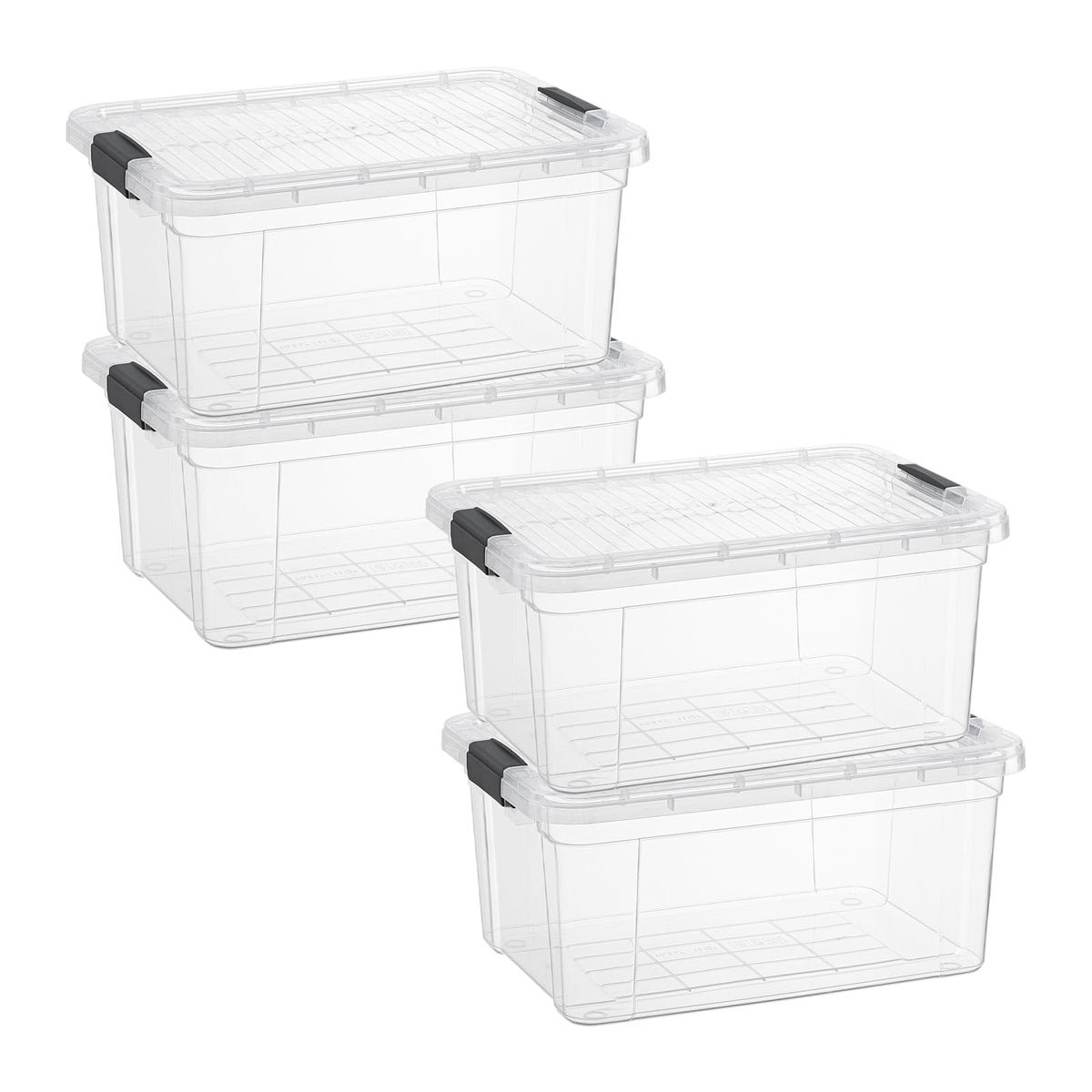 Superio Clear Plastic Storage Bins with Lid, 4.5 Quart Box, Organizing Containers, Stackable Plastic Tote for Home, Garage, Dorm, School, and Office