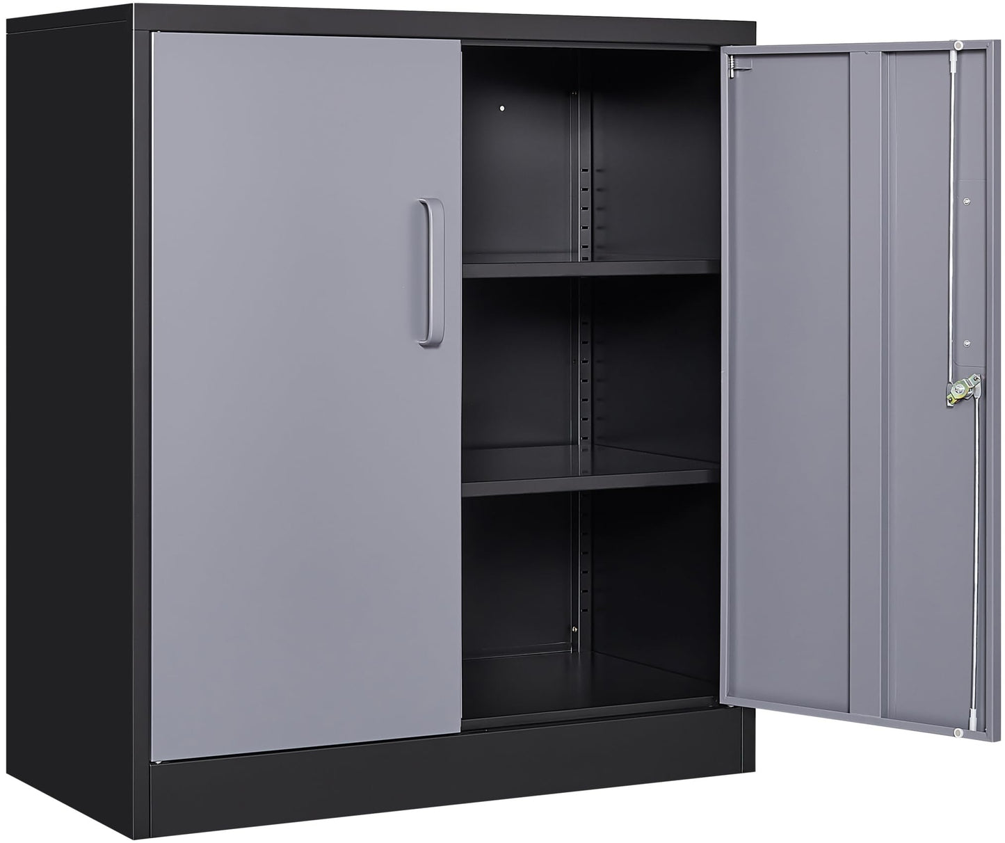 Wide & Deep Metal Storage Cabinet with Hanging Rod,Black Broom Closet Storage Cabinet with Lock,72" Tall Wardrobe Cabinets with Doors and Shelves,Locking Steel Tool Cabinets for Home,Office,Garage