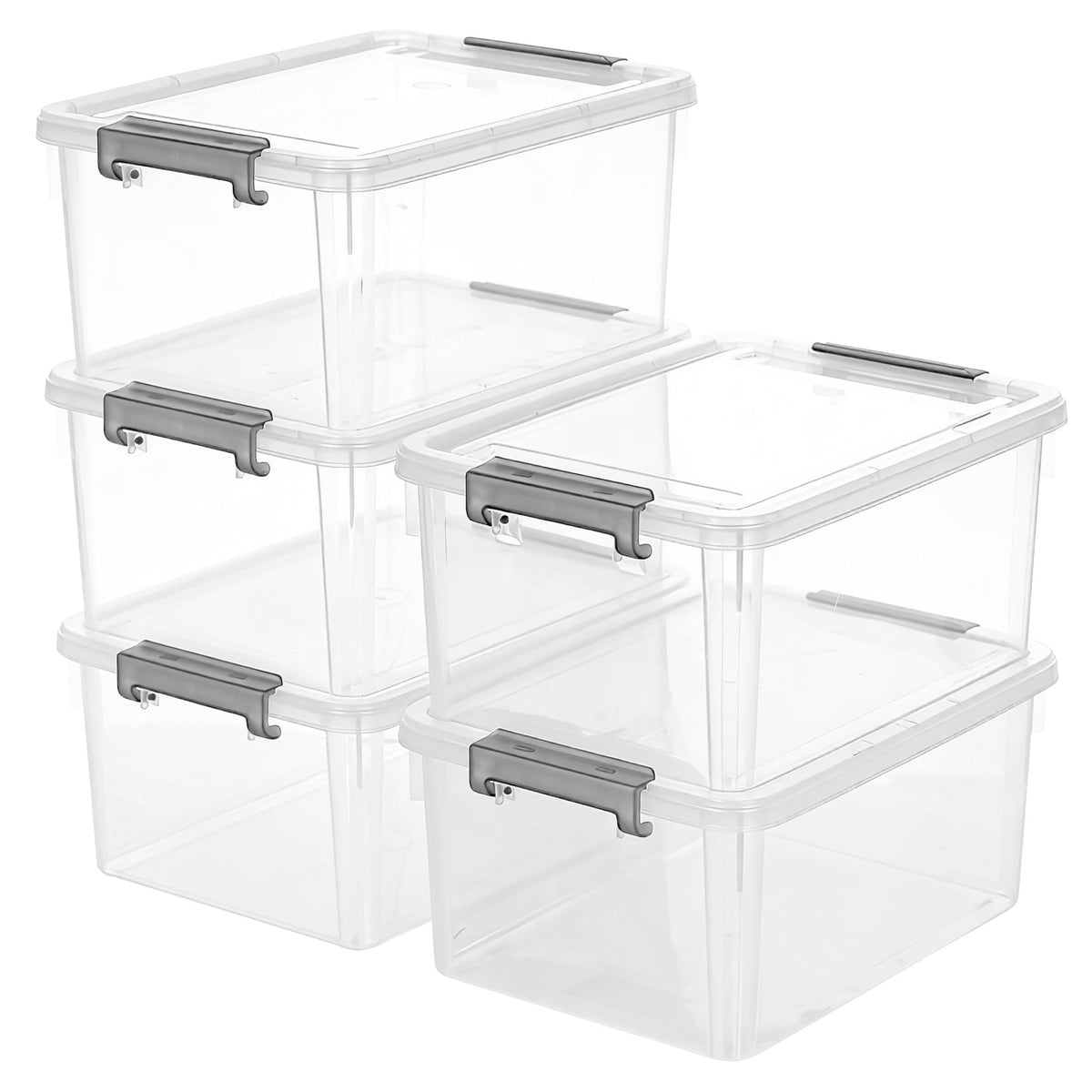 Citylife 10Packs 1.3Qt Small Storage Bins with Lids,Stackable Clear