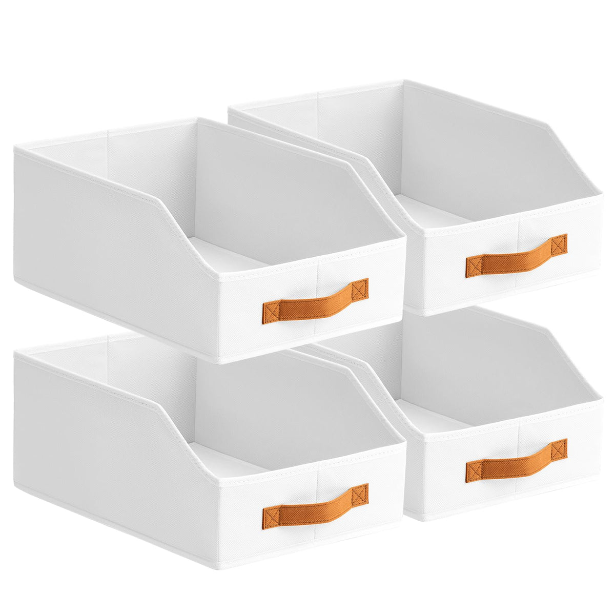 Homsorout Fabric Storage Bins for Organizing - 6 Pack Large Trapezoid Collapsible Storage Bins with Front Handle, Closet Organizers and Storage for Bedroom, Home Shelves, Small Spaces, Beige