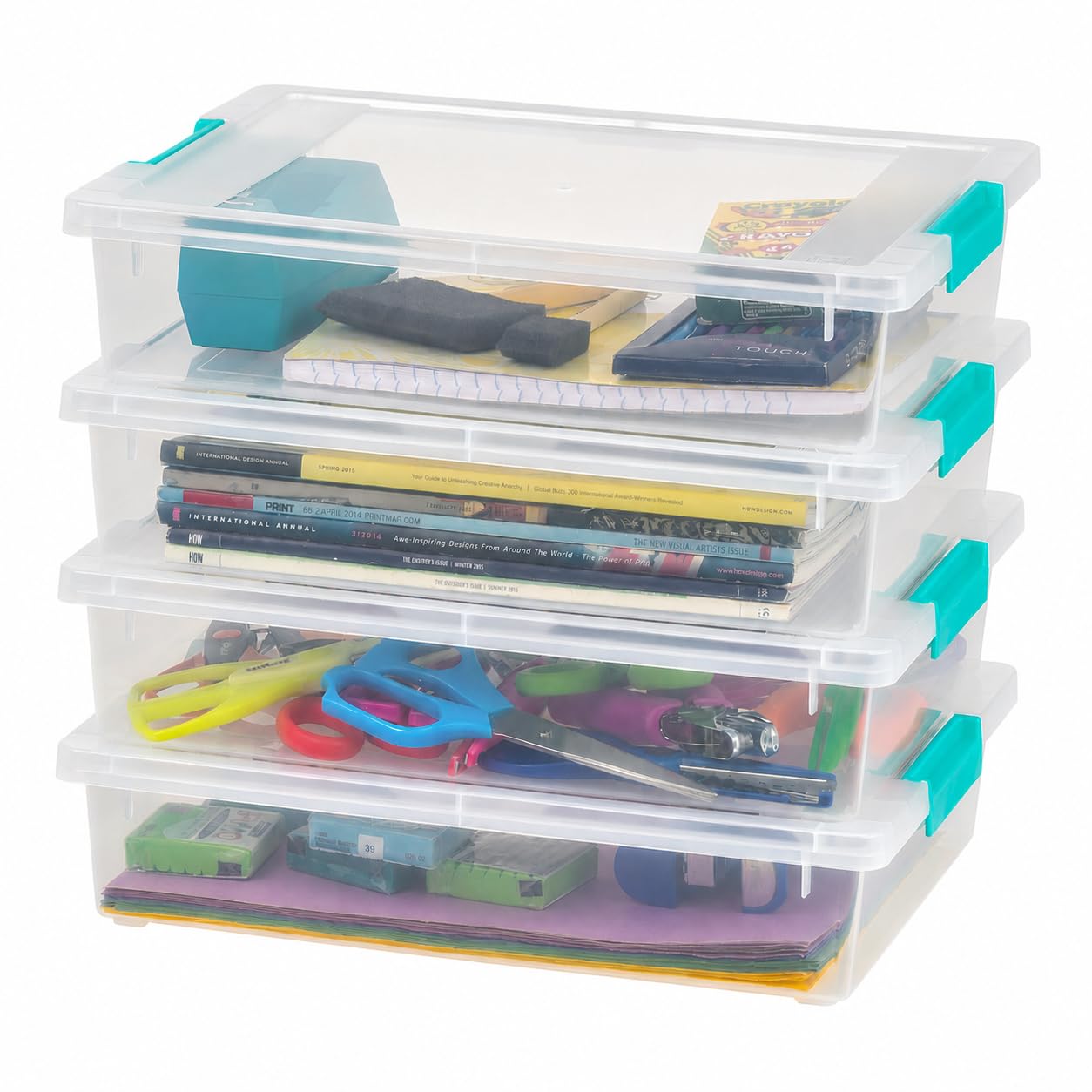 IRIS USA Storage Bins with Lids |Made in USA| 1 Qt - (6-Pack) - Clear