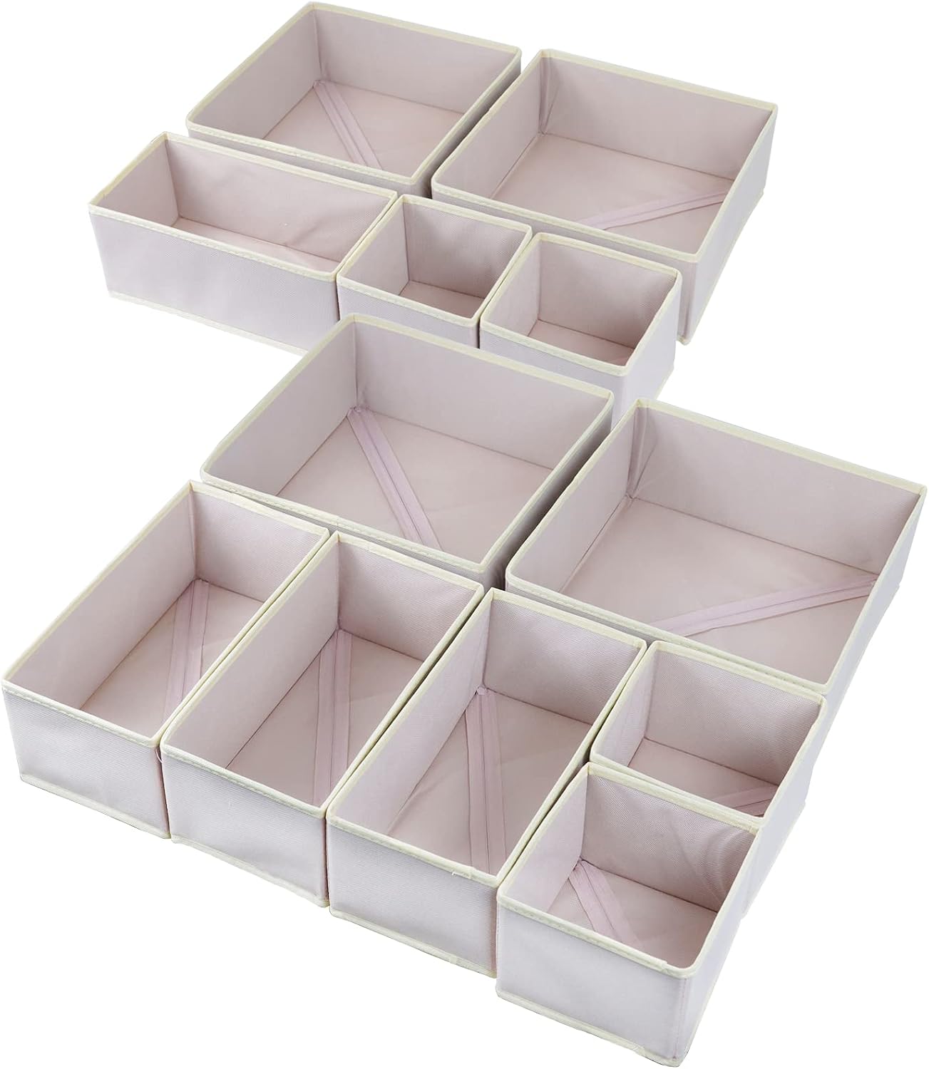 Fordonral 12 Pack Drawer Organizer Clothes, Foldable Fabric Dresser Organizer Closet Organizers and Storage Box for Underwear,Folded Clothes,Baby Clothing,Socks,Bra,Towels,Ties(12 Pack,Pink)
