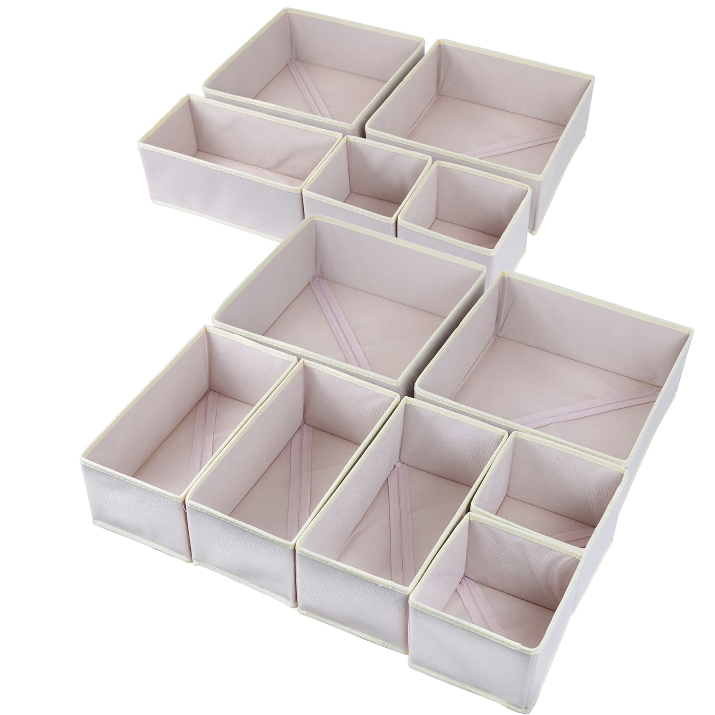 Fordonral 12 Pack Drawer Organizer Clothes, Foldable Fabric Dresser Organizer Closet Organizers and Storage Box for Underwear,Folded Clothes,Baby Clothing,Socks,Bra,Towels,Ties(12 Pack,Pink)