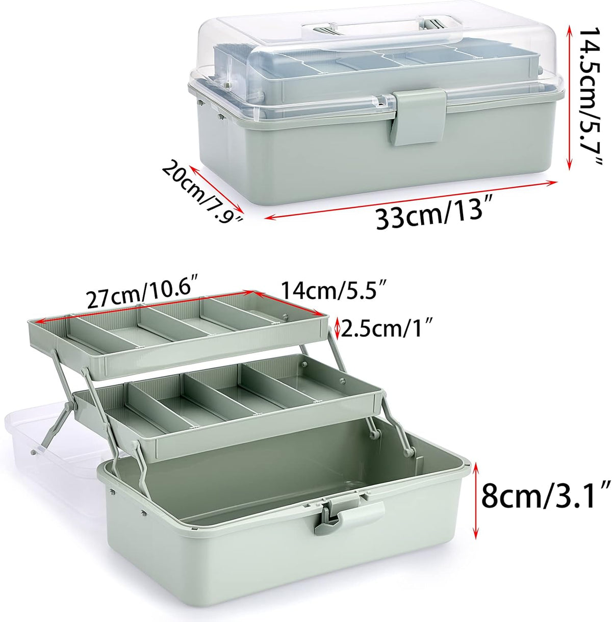 BTSKY 3-Layer Plastic Dividing Storage Box Craft Organizer and Storage
