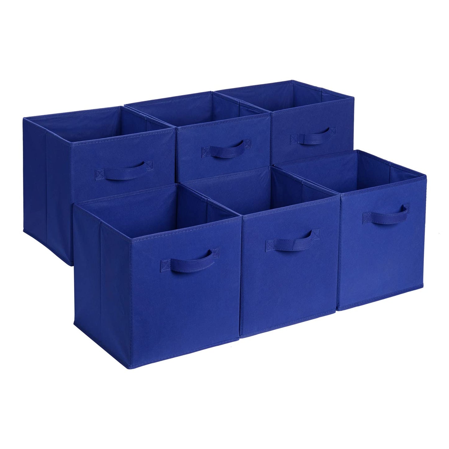 Amazon Basics Collapsible Fabric Storage Cube Bins Organizer with Handles for Organization and Organizing Solution, 13"x13"x13", Beige, 6-Pack