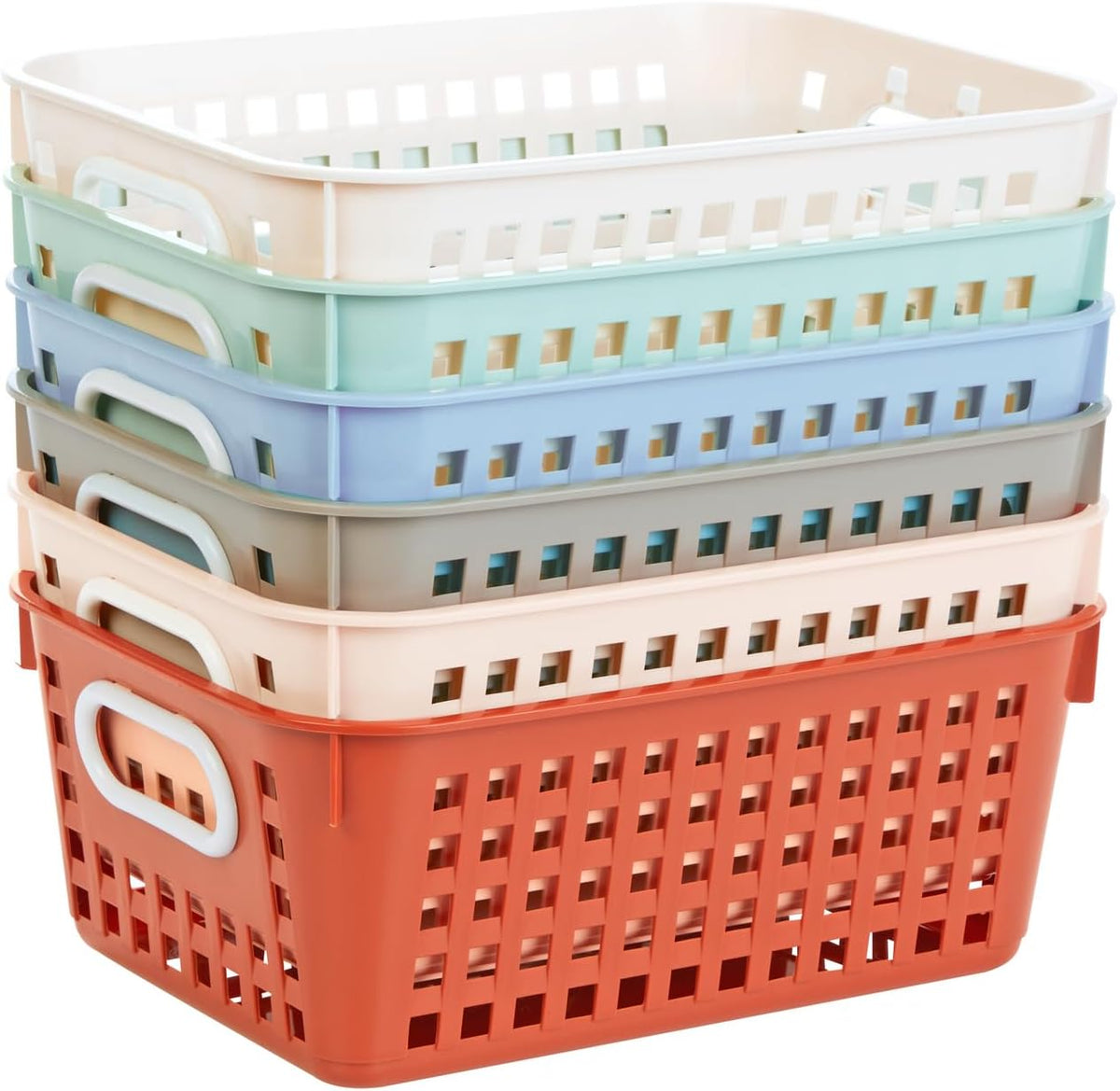 Really Good Stuff Medium Plastic Book Baskets, 11" by 7.5" by 4.5", 6-Pack