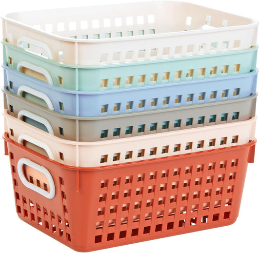 Really Good Stuff Medium Plastic Book Baskets, 11" by 7.5" by 4.5", 6-Pack