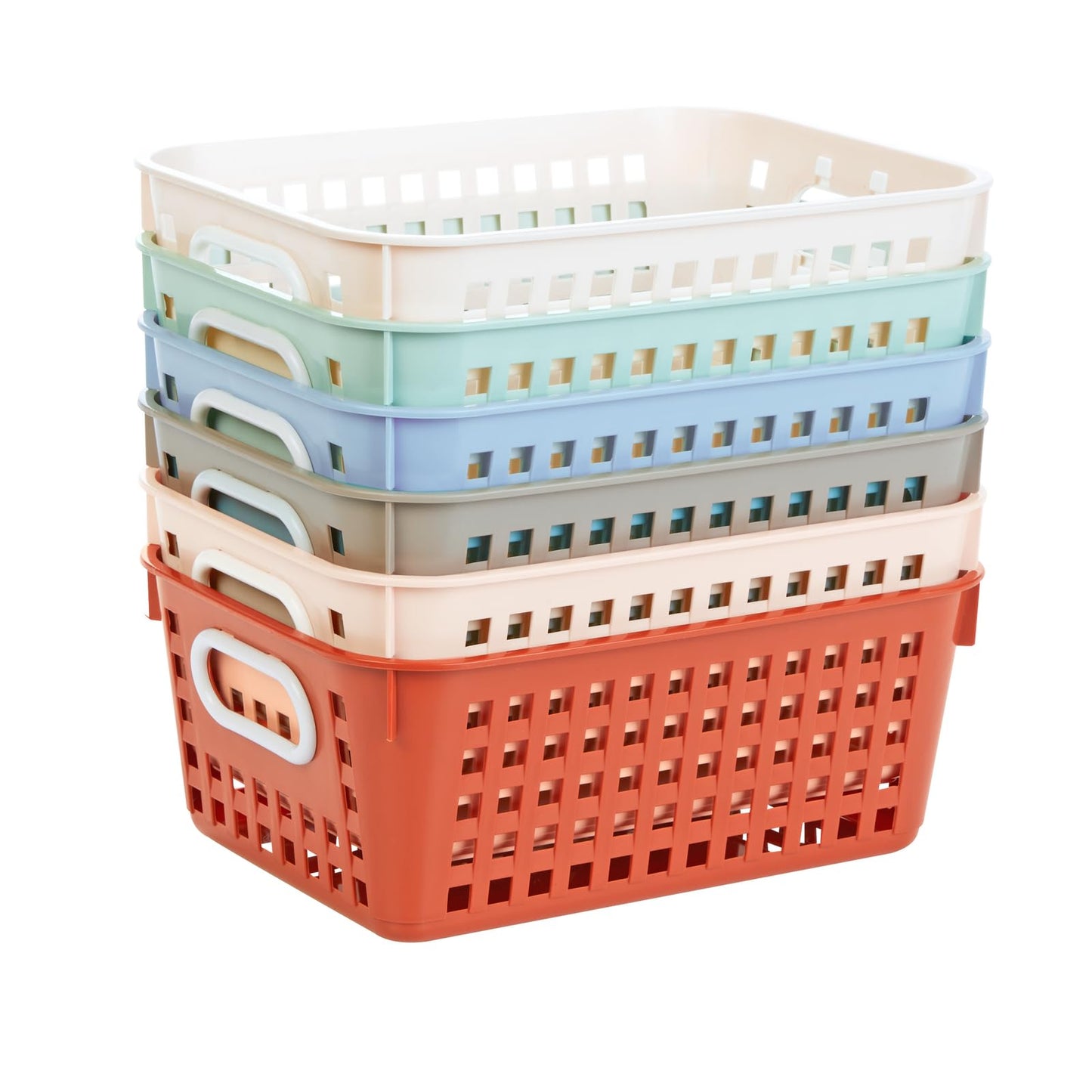 Really Good Stuff Medium Plastic Book Baskets, 11" by 7.5" by 4.5", 6-Pack