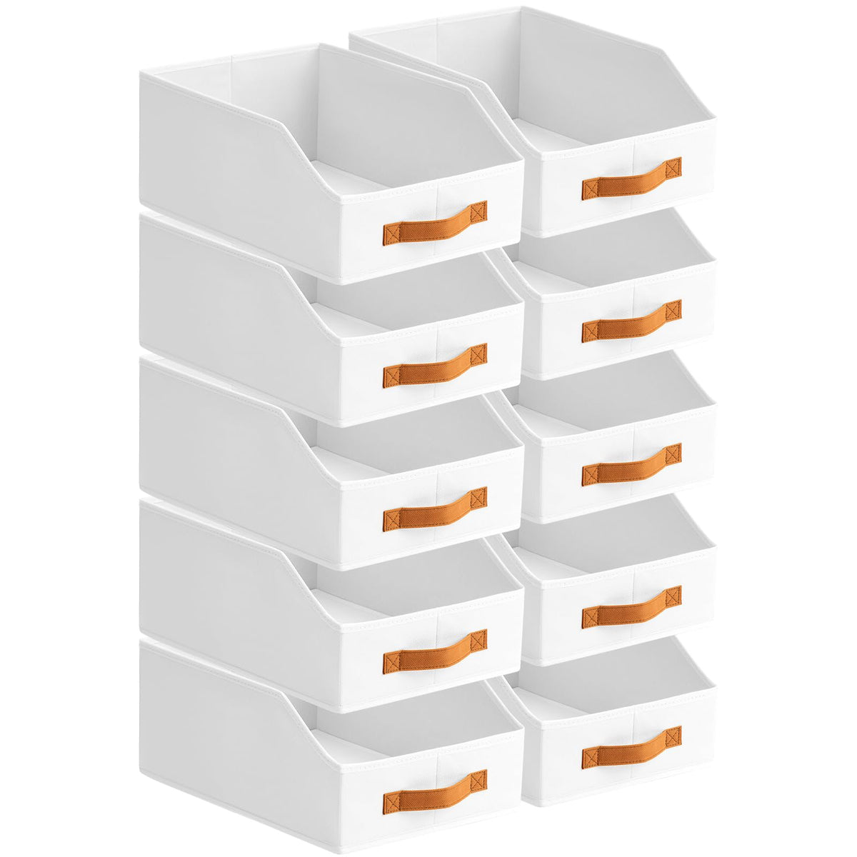 Homsorout Fabric Storage Bins for Organizing - 6 Pack Large Trapezoid Collapsible Storage Bins with Front Handle, Closet Organizers and Storage for Bedroom, Home Shelves, Small Spaces, Beige