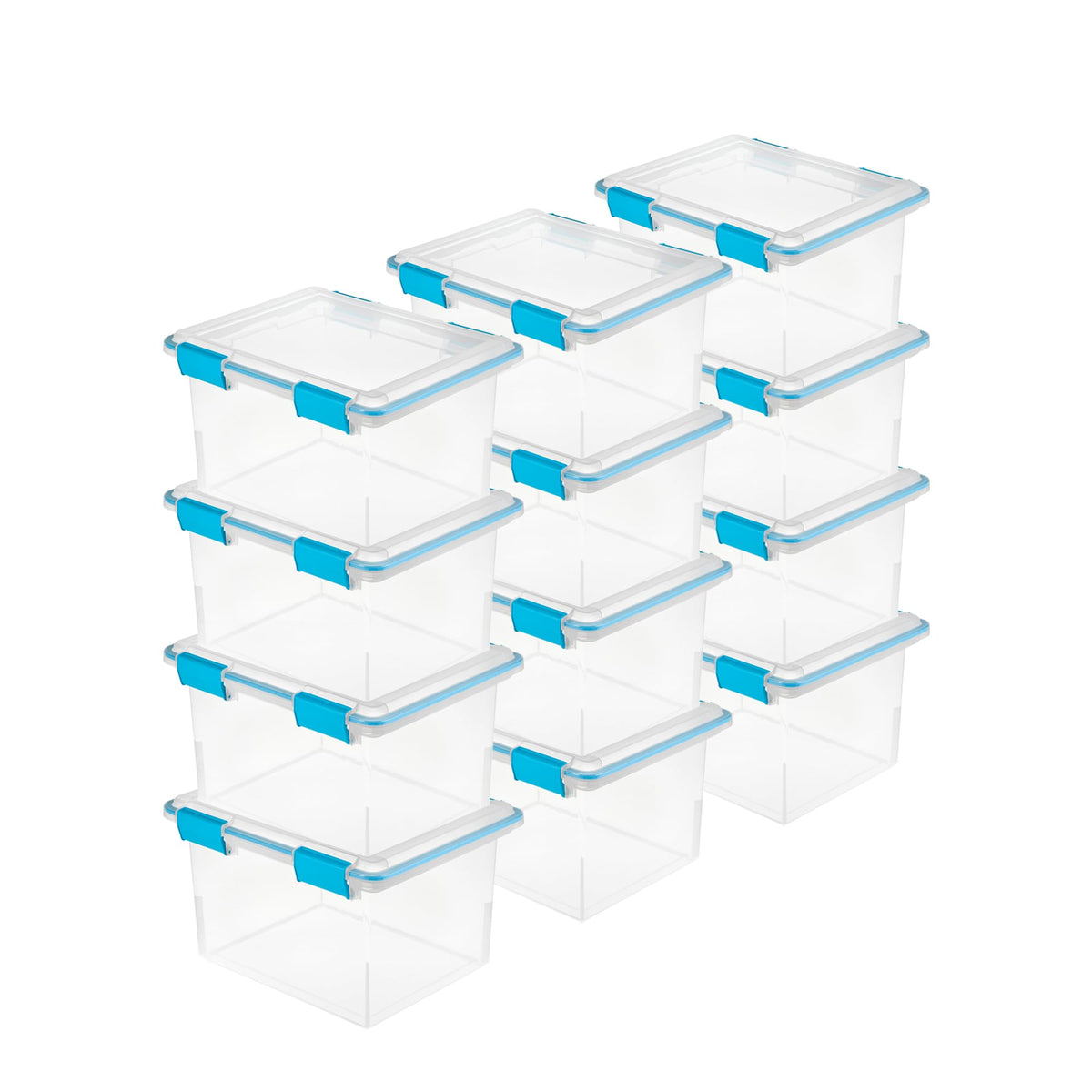 Sterilite 80 Qt Gasket Box, Stackable Storage Bin with Latching Lid and Tight Seal, Plastic Container to Organize Basement, Clear Base and Lid, 1-Pack