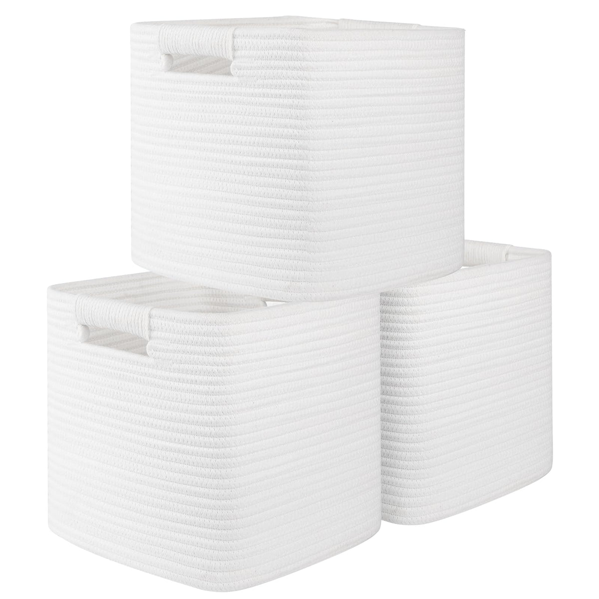 OIAHOMY Storage Cubes 11 Inch Storage Bins 3-Pack Square Baskets Brown