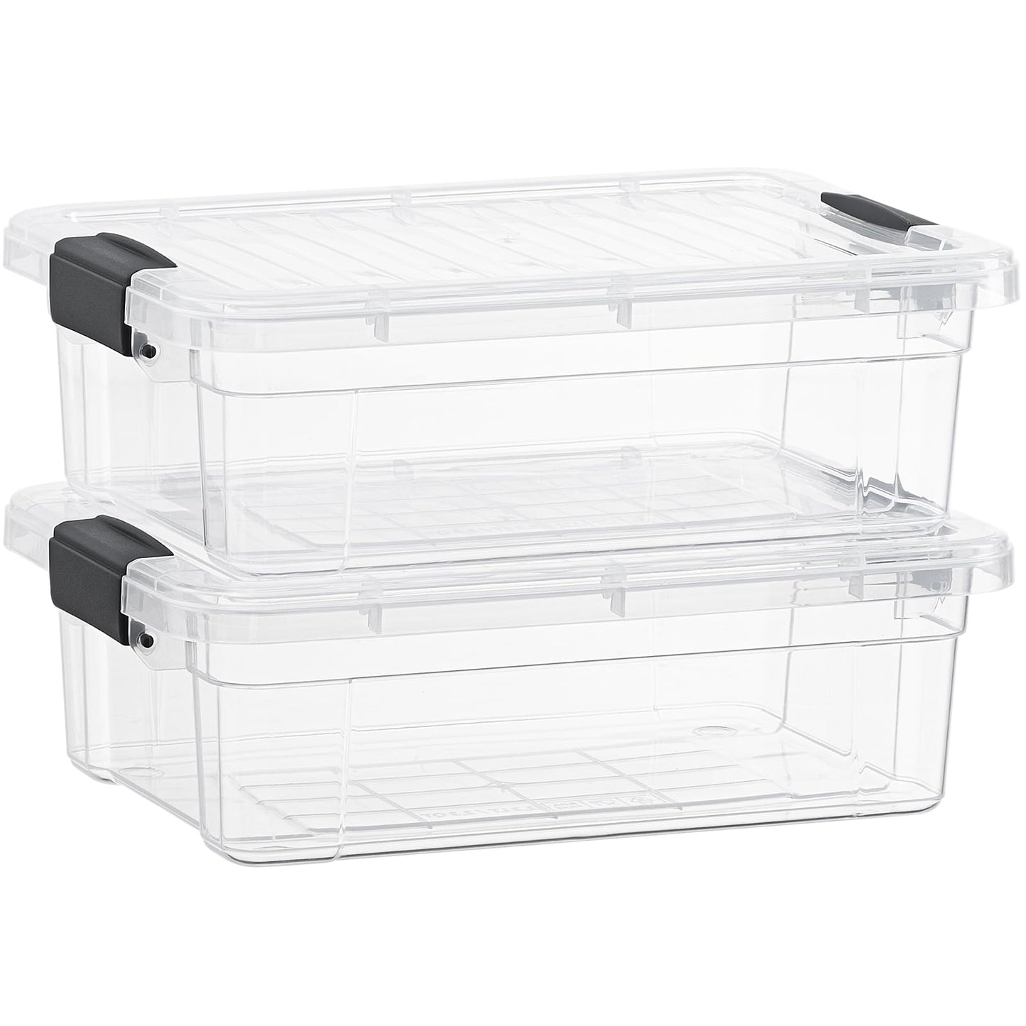 Superio Clear Plastic Storage Bins with Lid, 4.5 Quart Box, Organizing Containers, Stackable Plastic Tote for Home, Garage, Dorm, School, and Office