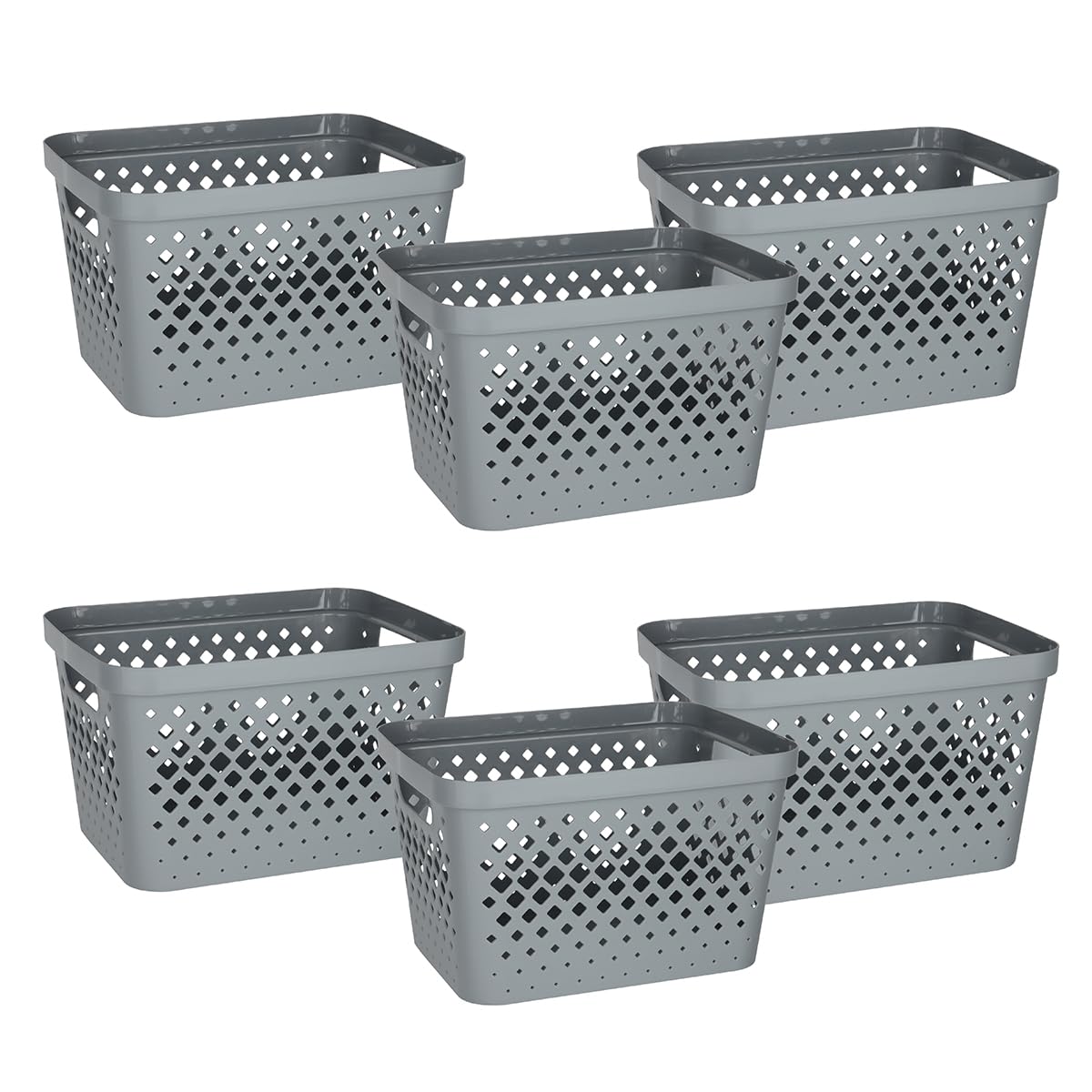 Glad Plastic Baskets for Organizing, Set of 6 | Pantry Storage for Under Counter, Linen Closet, and Bathroom | Nesting Shelf Bins with Handles, 1 Gallon, Sage