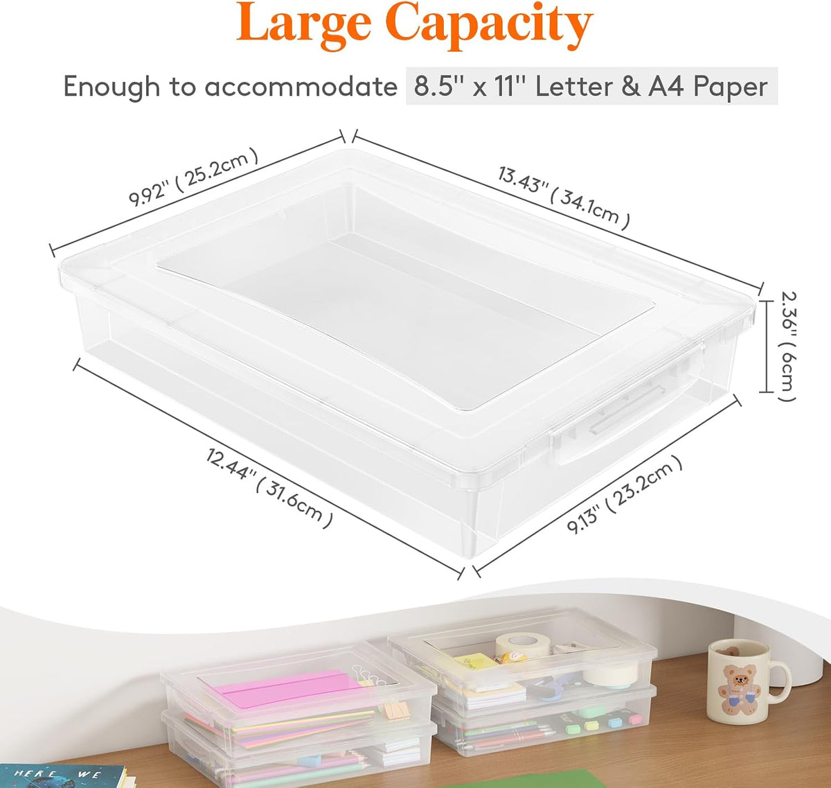 Lifewit 5 Qt Clear Storage Bins with Lids, 4 Pcs