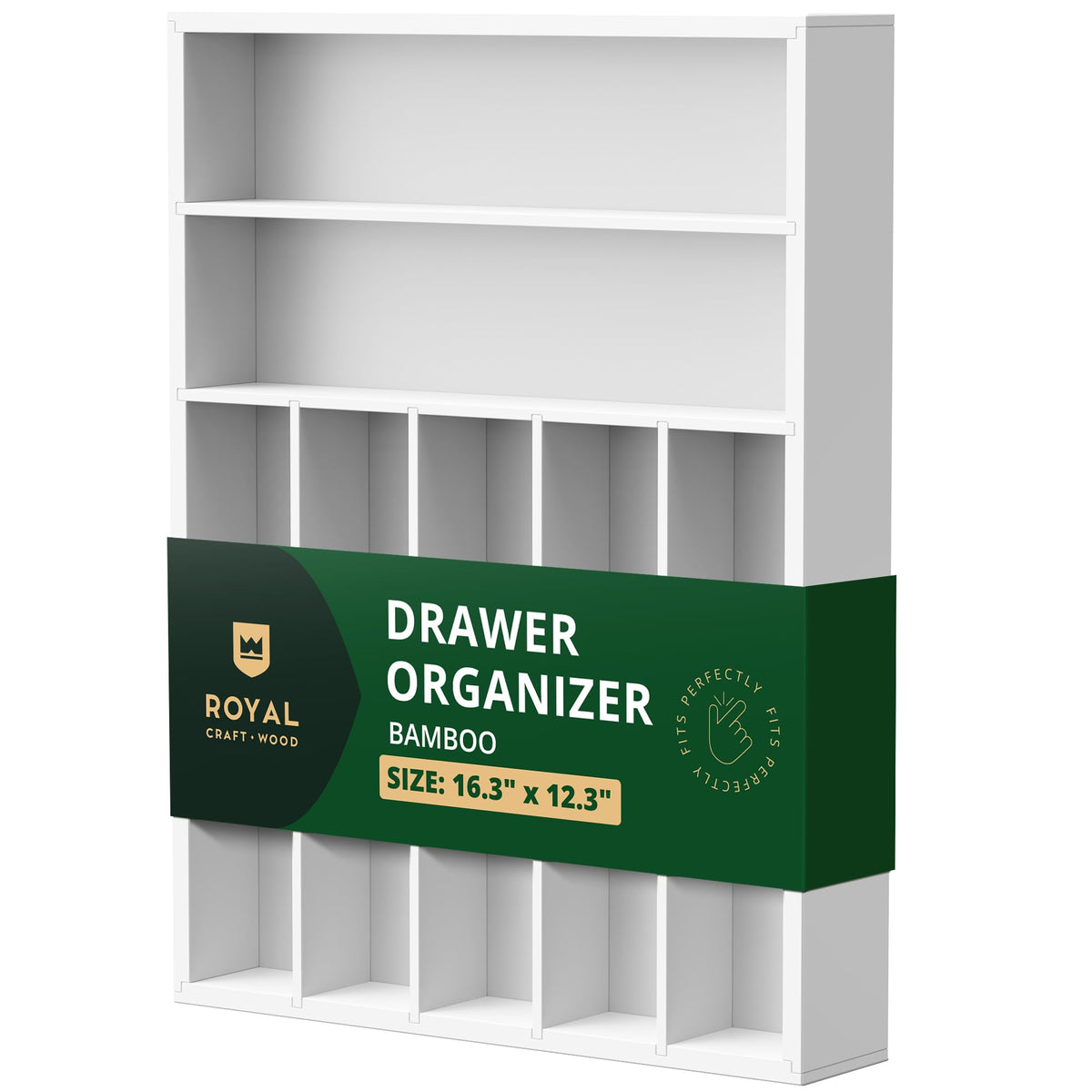 ROYAL CRAFT WOOD Luxury Bamboo Kitchen Drawer Organizer - Silverware Organizer, Utensil Holder & Cutlery Tray Drawer Dividers for Flatware (9 Slot, Natural)