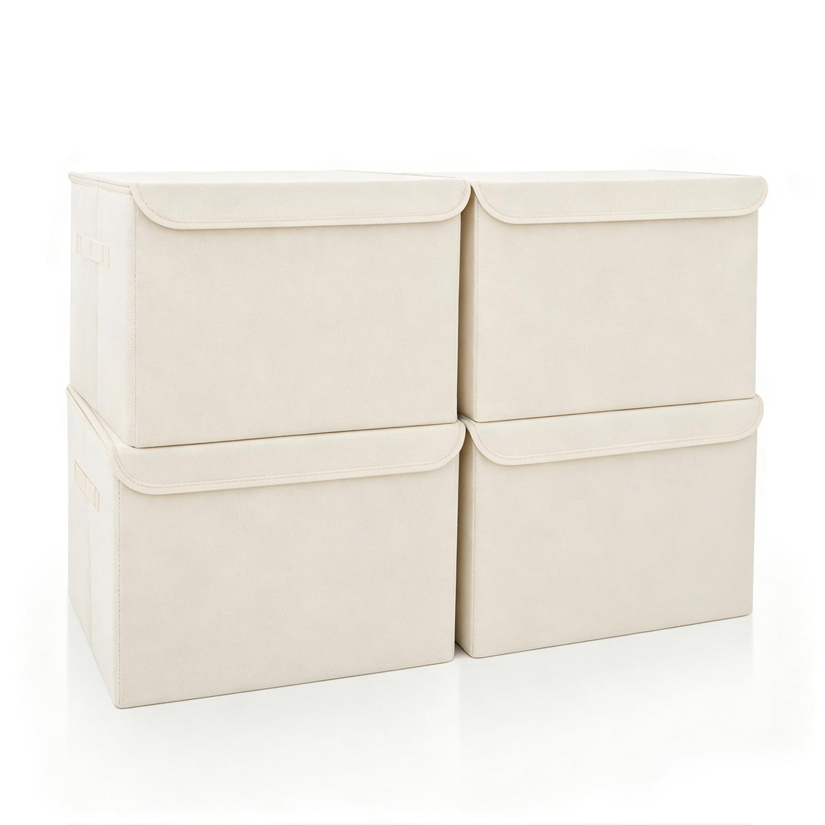 Bagnizer Large 22 Quart Linen Fabric Foldable Storage Bin Cube Organizer Basket with Flip-Top Lid & Handles, Clothes Blanket Box for Home, Office, Closet, Black, 4 Pack 14.6 x 9.5 x 9.5”