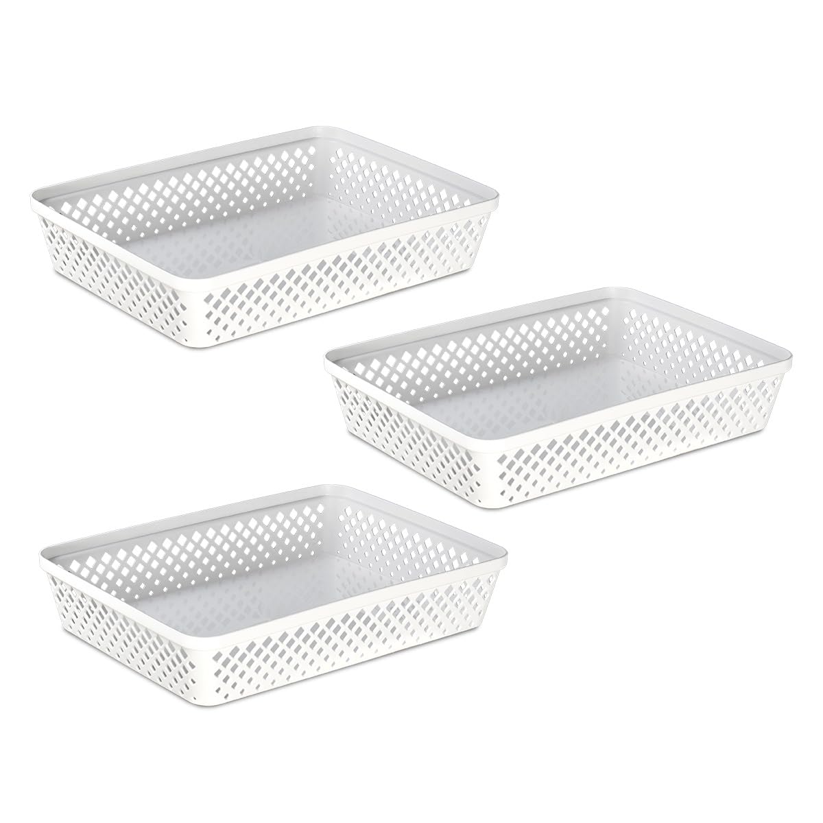 Glad Plastic Storage Basket Set - Multipurpose Drawer Trays, Kitchen Pantry Containers, and Bathroom Bins - 6 Pack Medium Organizers, Grey