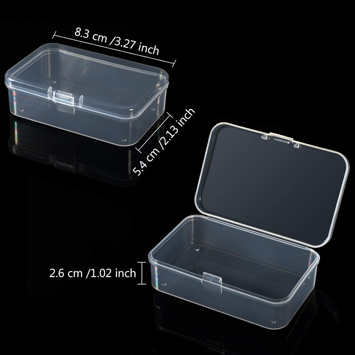 Jetec 6 Pieces Small Clear Plastic Storage Box, 3.3 x 2.1 x 1 Inch