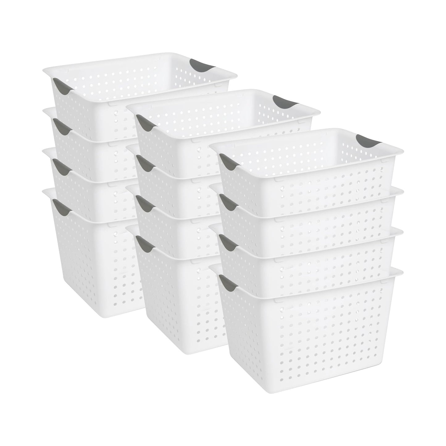 Sterilite Medium Ultra™ Basket, Open Plastic Storage Bin, White, 6 Pack