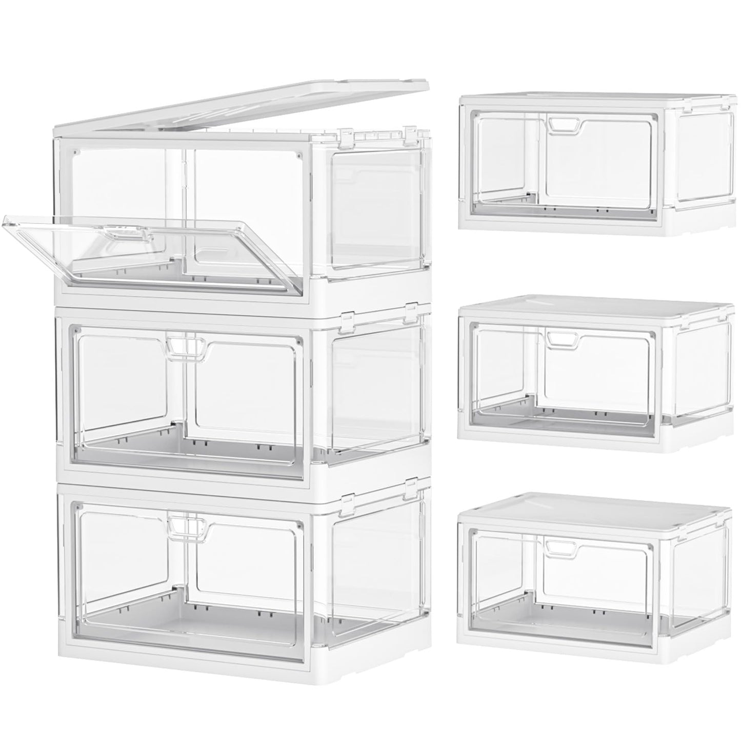 Kmiectse Clear Storage Bins with Lids - 4 Tier 23qt Plastic Stackable Bins