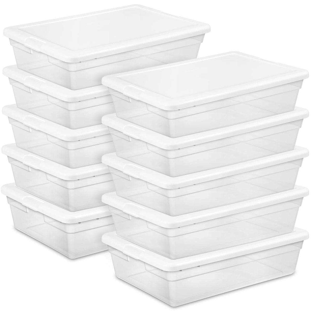 Sterilite Storage Boxes, Stackable Clear Plastic Bins, 6 Quart, 12-Pack