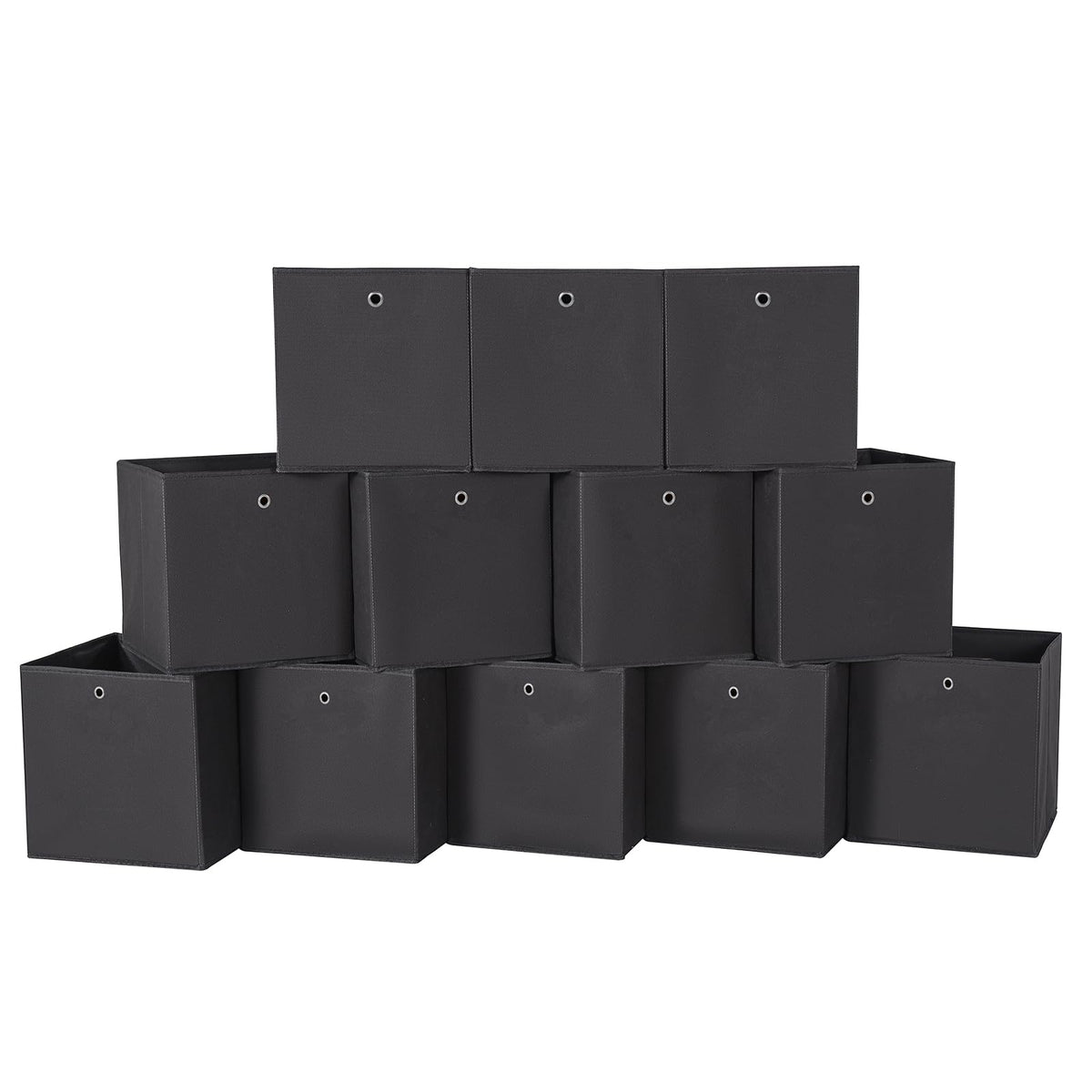 Black Foldable Storage Cubes Bins ,11 Inch Cloth Storage Cube Fabric Storage Box Cubes Organizer Baskets with Handles for Home Organizer Set of 3 (Black)
