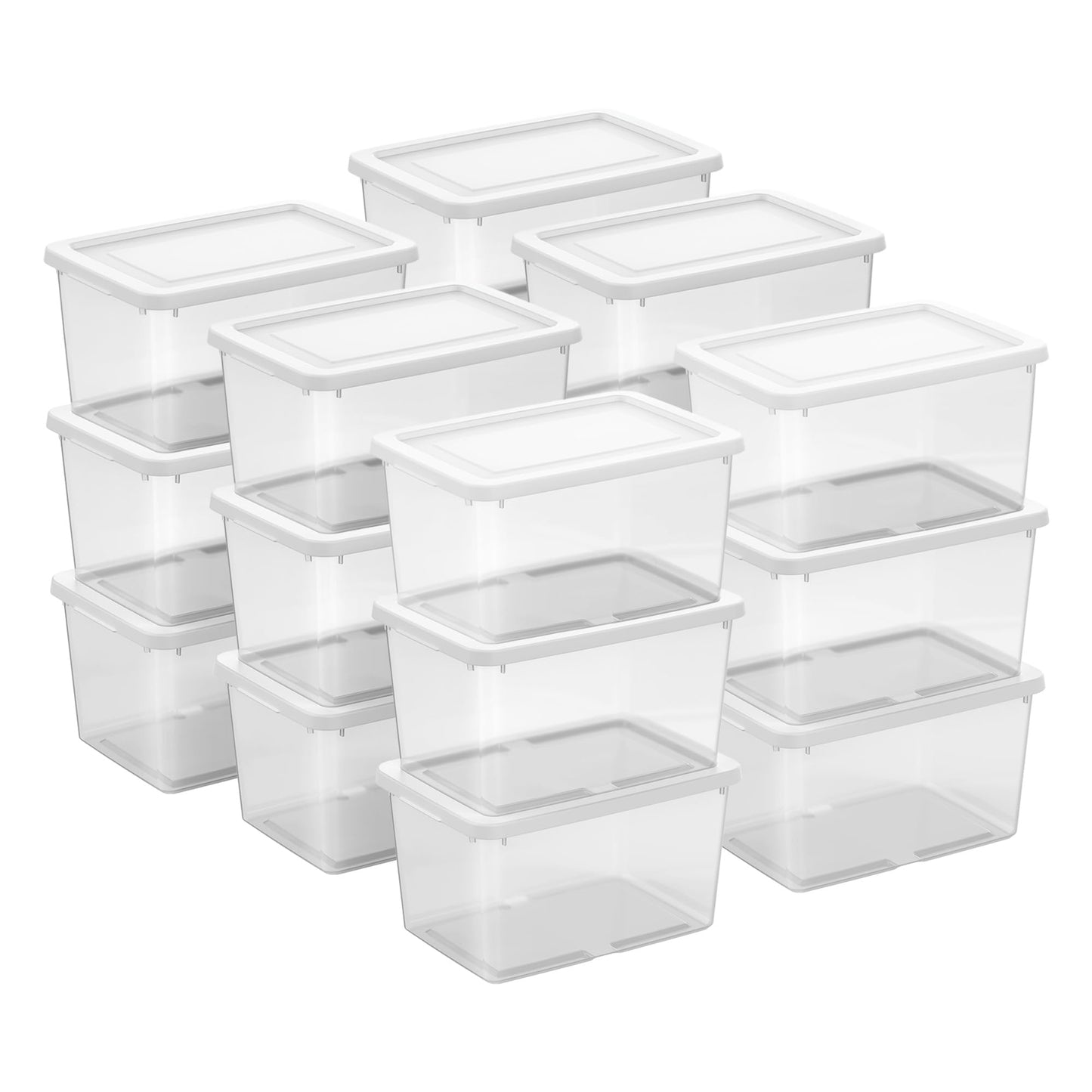 Sterilite Storage Boxes, Stackable Clear Plastic Bins, 6 Quart, 12-Pack