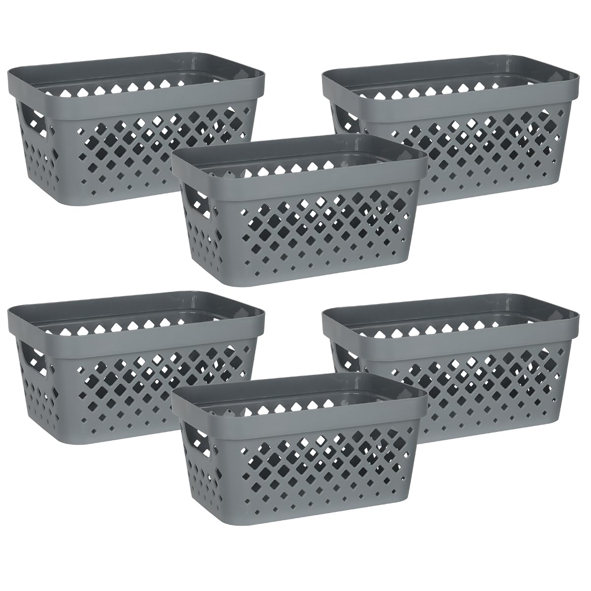 Glad Plastic Baskets for Organizing, Set of 6 | Pantry Storage for Under Counter, Linen Closet, and Bathroom | Nesting Shelf Bins with Handles, 1 Gallon, Sage