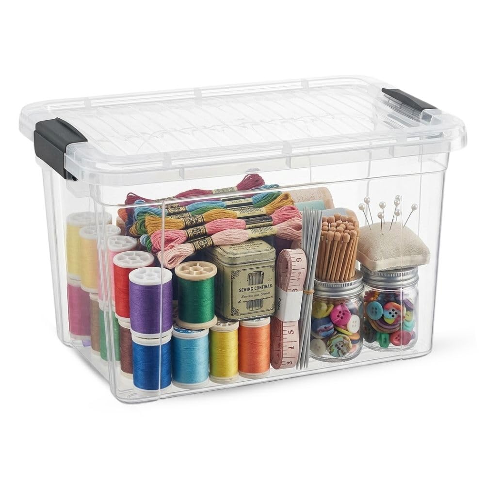 Superio 13.7 Quart Clear Plastic Storage Bin with Lid, Stackable Organizer Box, BPA-Free Storage Container for Home, Garage, School & Office, 1 Pack