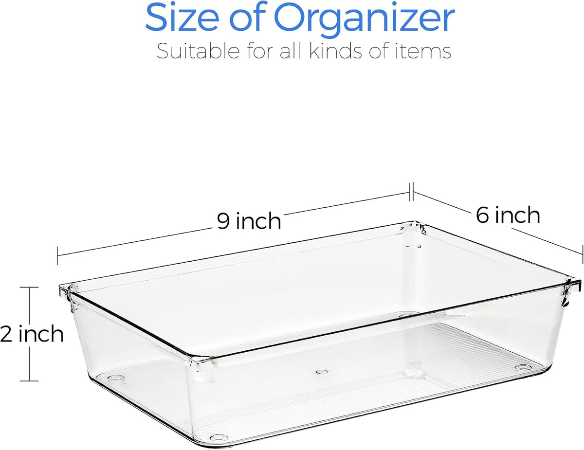 Ravinte 6 Pack Drawer Organizer, 6" x 9" Plastic Storage Bins
