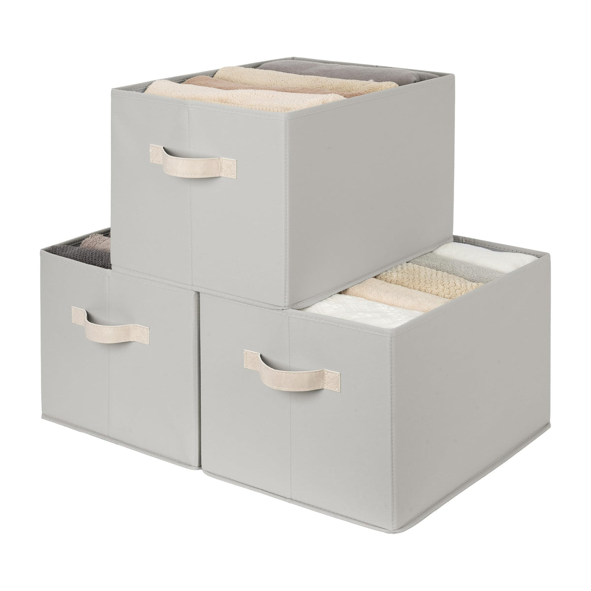 StorageWorks Closet Storage Bins, Beige, 3-Pack, Large