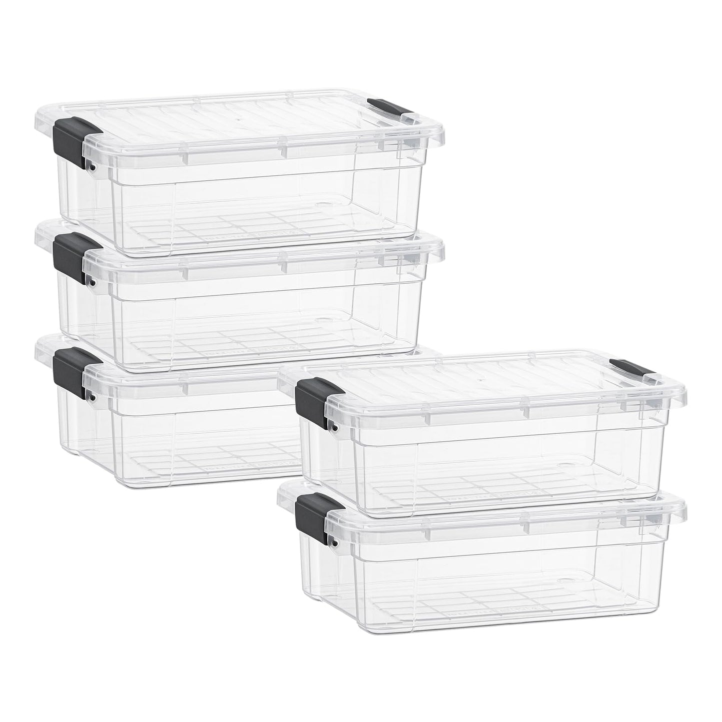 Superio Clear Plastic Storage Bins with Lid, 4.5 Quart Box, Organizing Containers, Stackable Plastic Tote for Home, Garage, Dorm, School, and Office