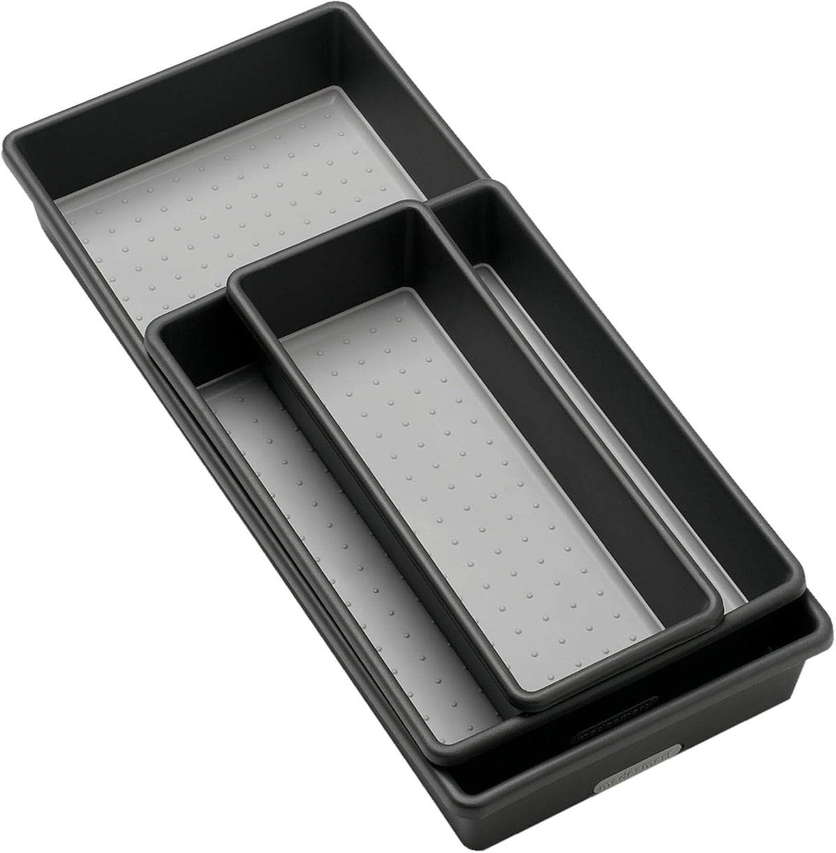madesmart Classic 3 Bin Drawer Organizer Set, Granite