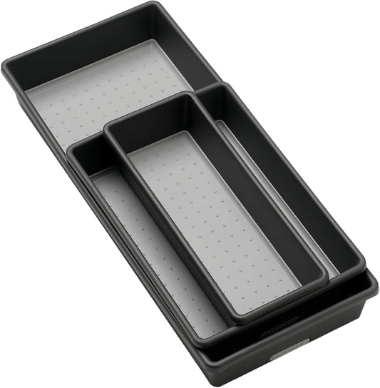 madesmart Classic 3 Bin Drawer Organizer Set, Granite