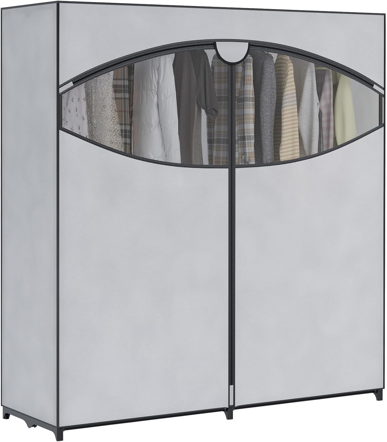 Whitmor Extra-Wide Portable Clothes Closet, 60" Wide Closet Organizers and Storage with Cover, Heavy Duty Metal Clothes Rack, Stable and Easy Assembly Clothes Storage, Light Grey
