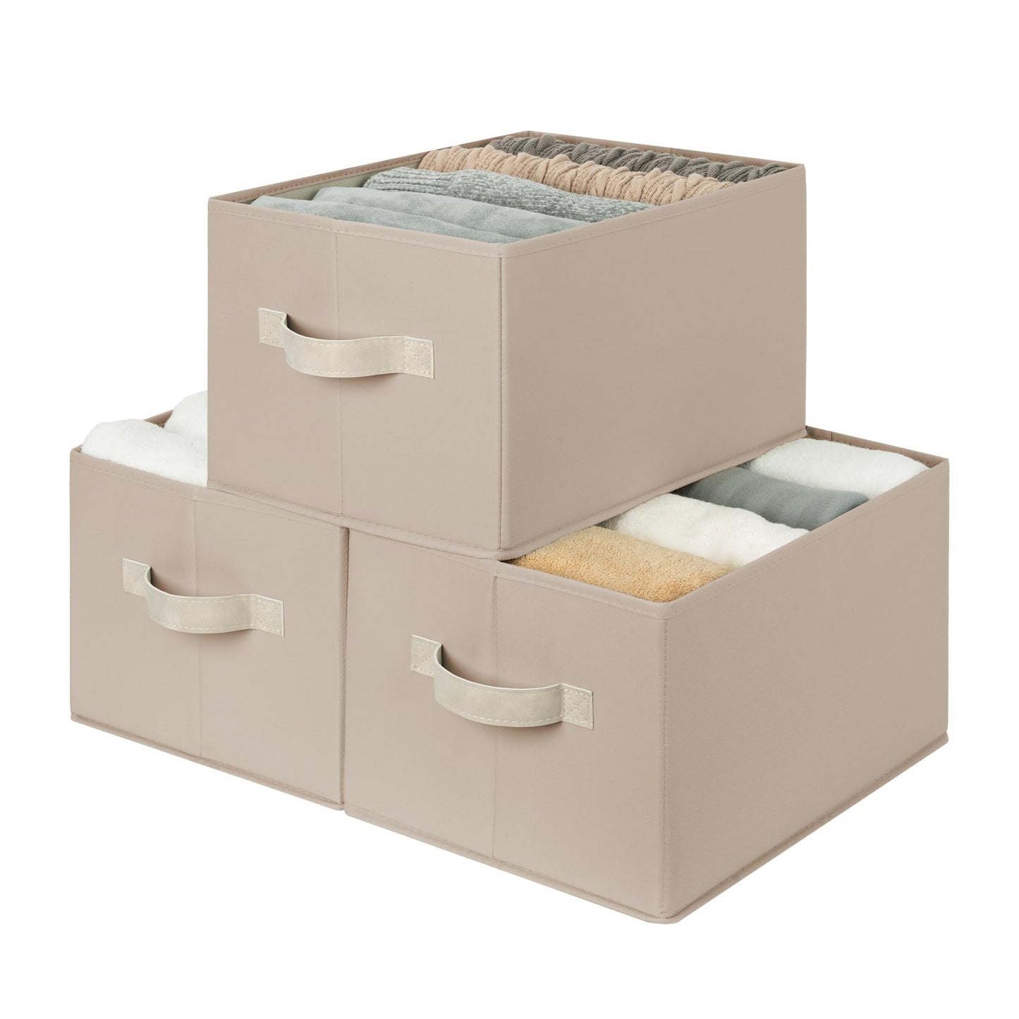 StorageWorks Closet Storage Bins, Beige, 3-Pack, Large