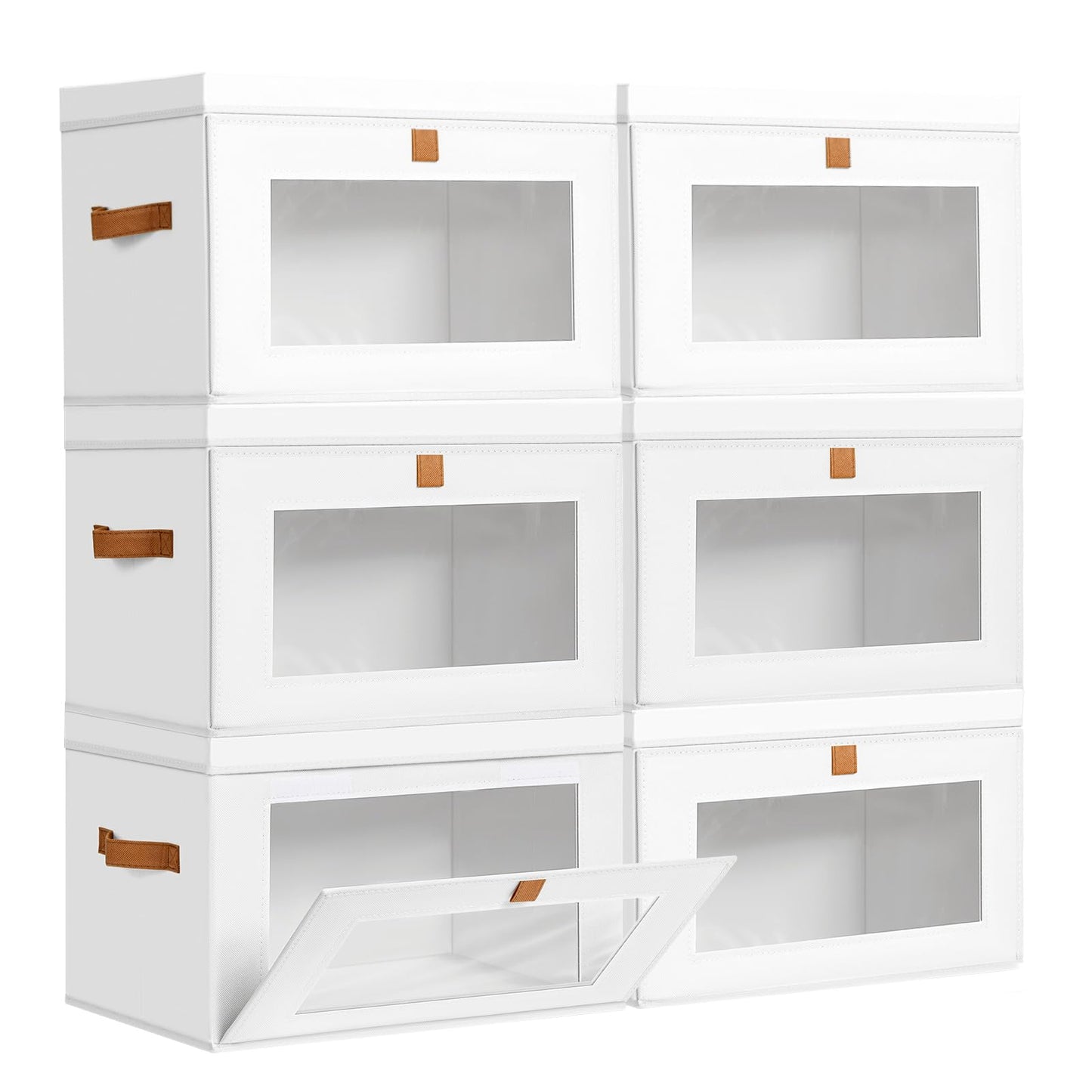 DIMJ Storage Bins with Lids - 4 Pack Large Fabric Closet Organizer with Window & Handles, Collapsible Decorative Storage Boxes for Shelves Under Bed, Books Clothes Blankets Sweaters Organization