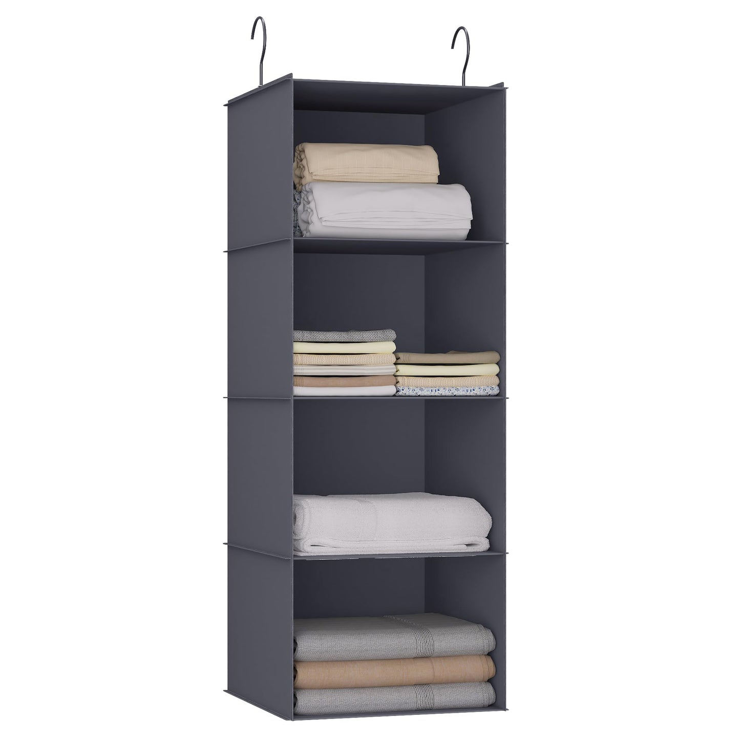 Hanging Closet Organizer 3-Shelf, Oxford Fabric Wardrobe Storage, Gray