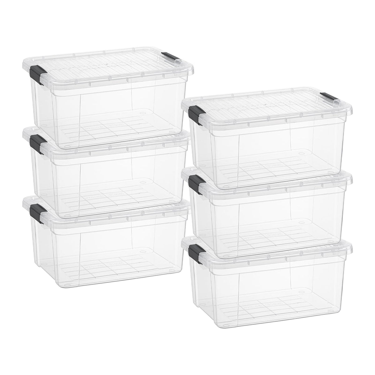 Superio Clear Plastic Storage Bins with Lid, 4.5 Quart Box, Organizing Containers, Stackable Plastic Tote for Home, Garage, Dorm, School, and Office