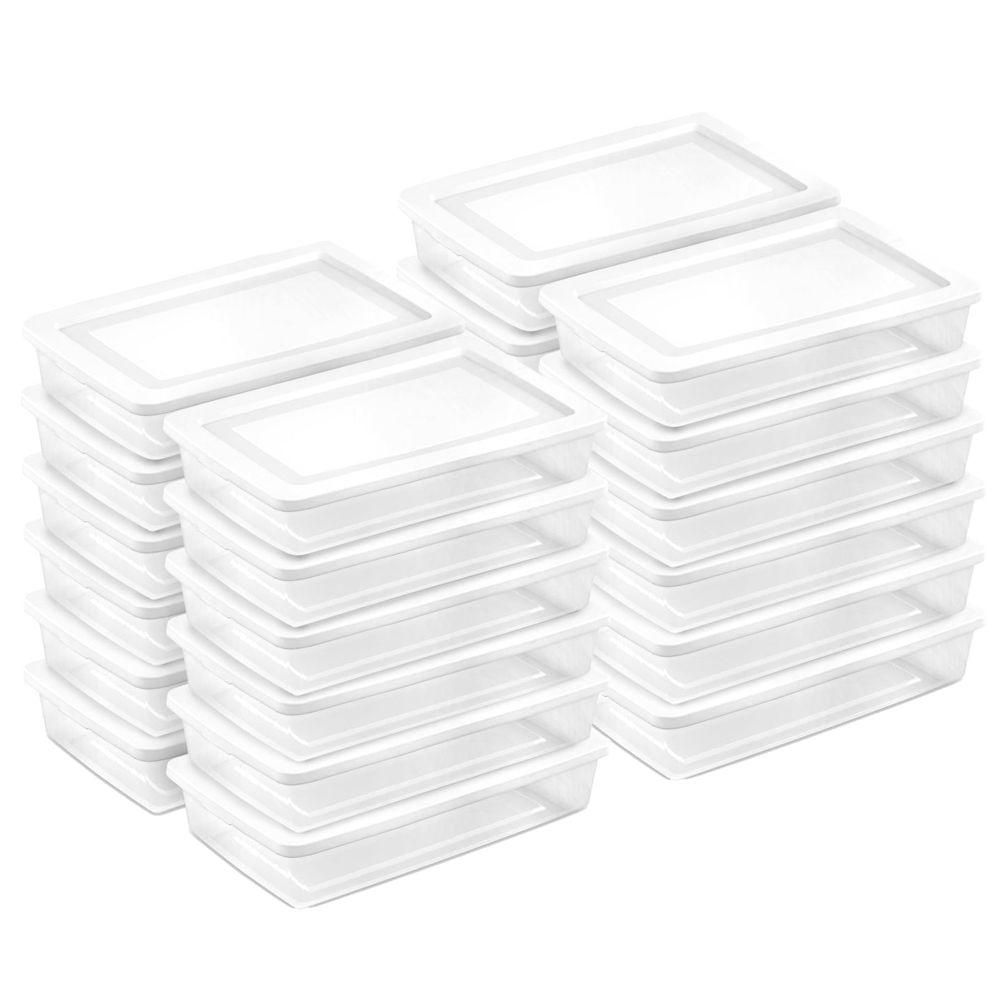 Sterilite Storage Boxes, Stackable Clear Plastic Bins, 6 Quart, 12-Pack