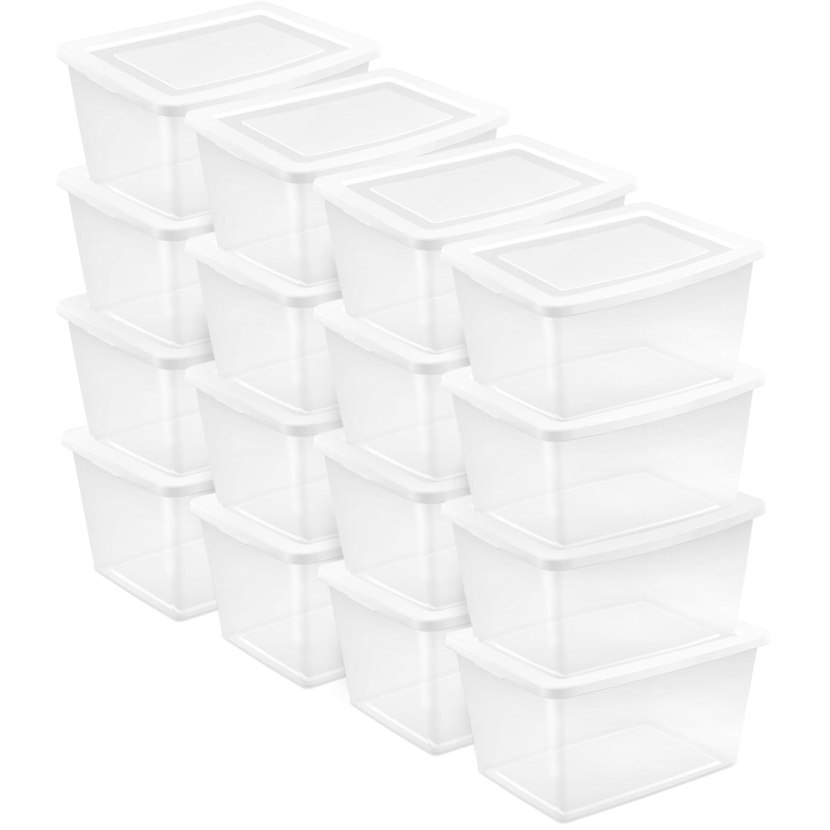 Sterilite Storage Boxes, Stackable Clear Plastic Bins, 6 Quart, 12-Pack