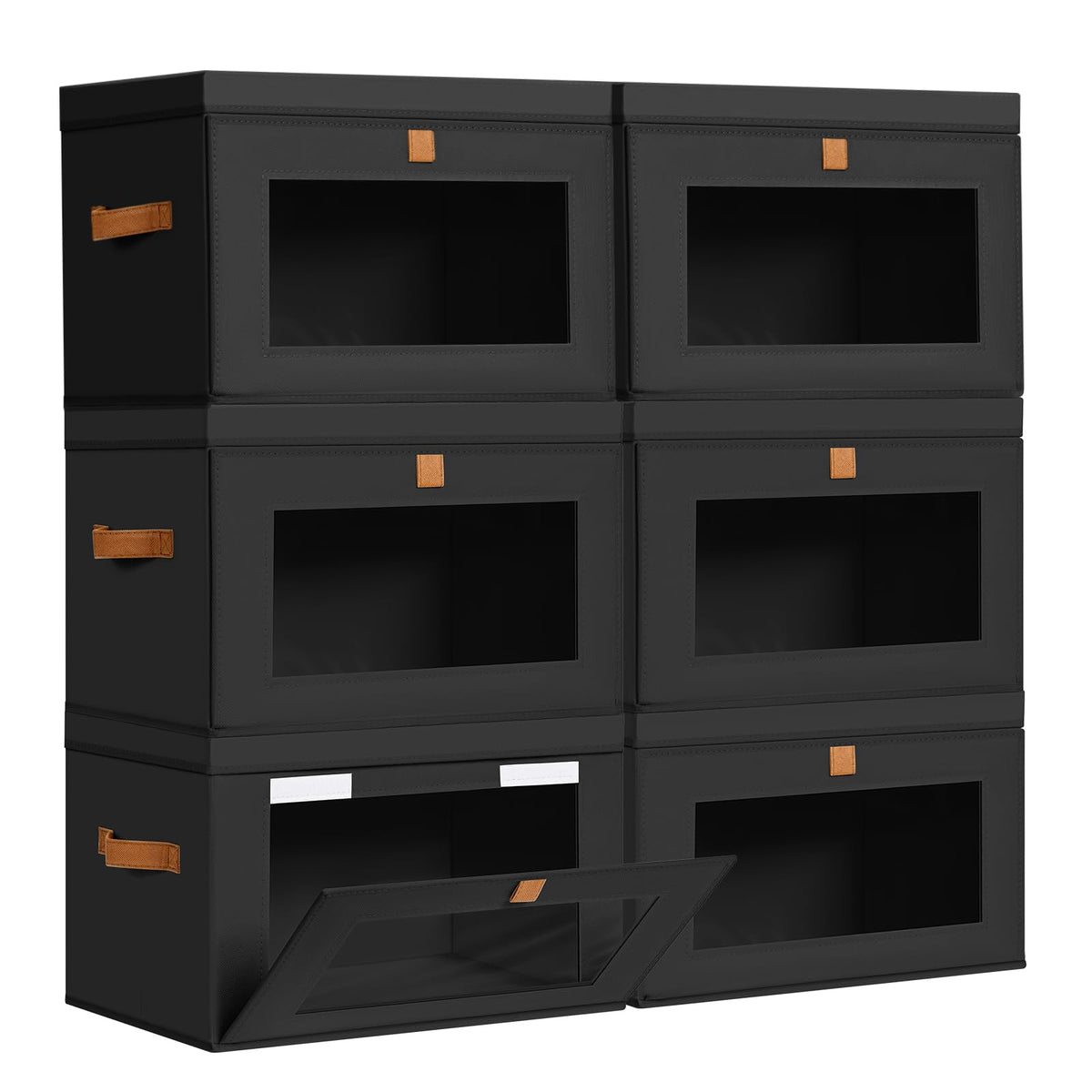 DIMJ Storage Bins with Lids - 4 Pack Large Fabric Closet Organizer with Window & Handles, Collapsible Decorative Storage Boxes for Shelves Under Bed, Books Clothes Blankets Sweaters Organization