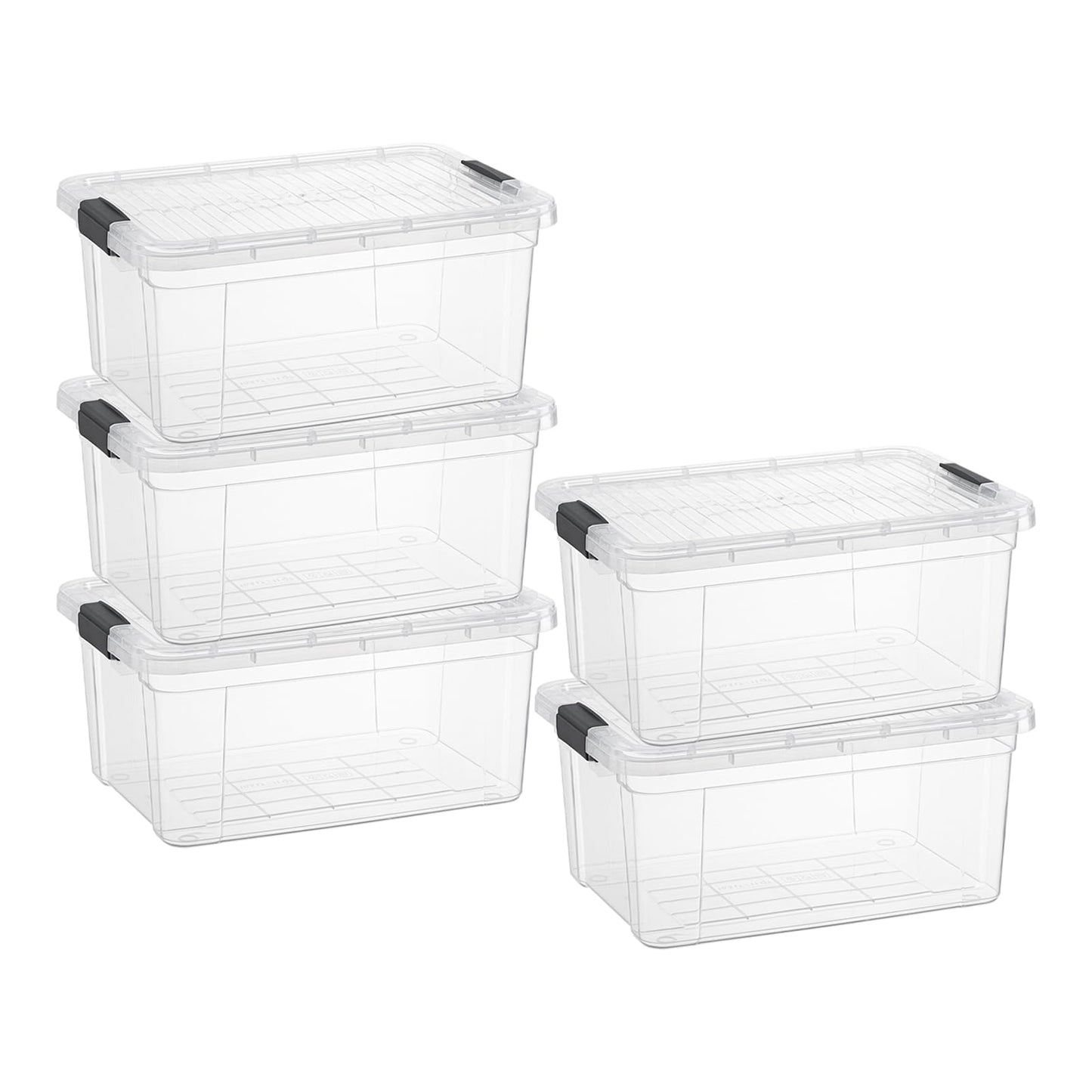 Superio Clear Plastic Storage Bins with Lid, 4.5 Quart Box, Organizing Containers, Stackable Plastic Tote for Home, Garage, Dorm, School, and Office