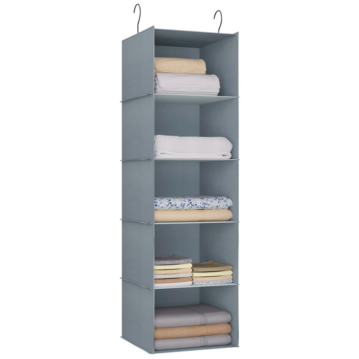 Hanging Closet Organizer 3-Shelf, Oxford Fabric Wardrobe Storage, Gray