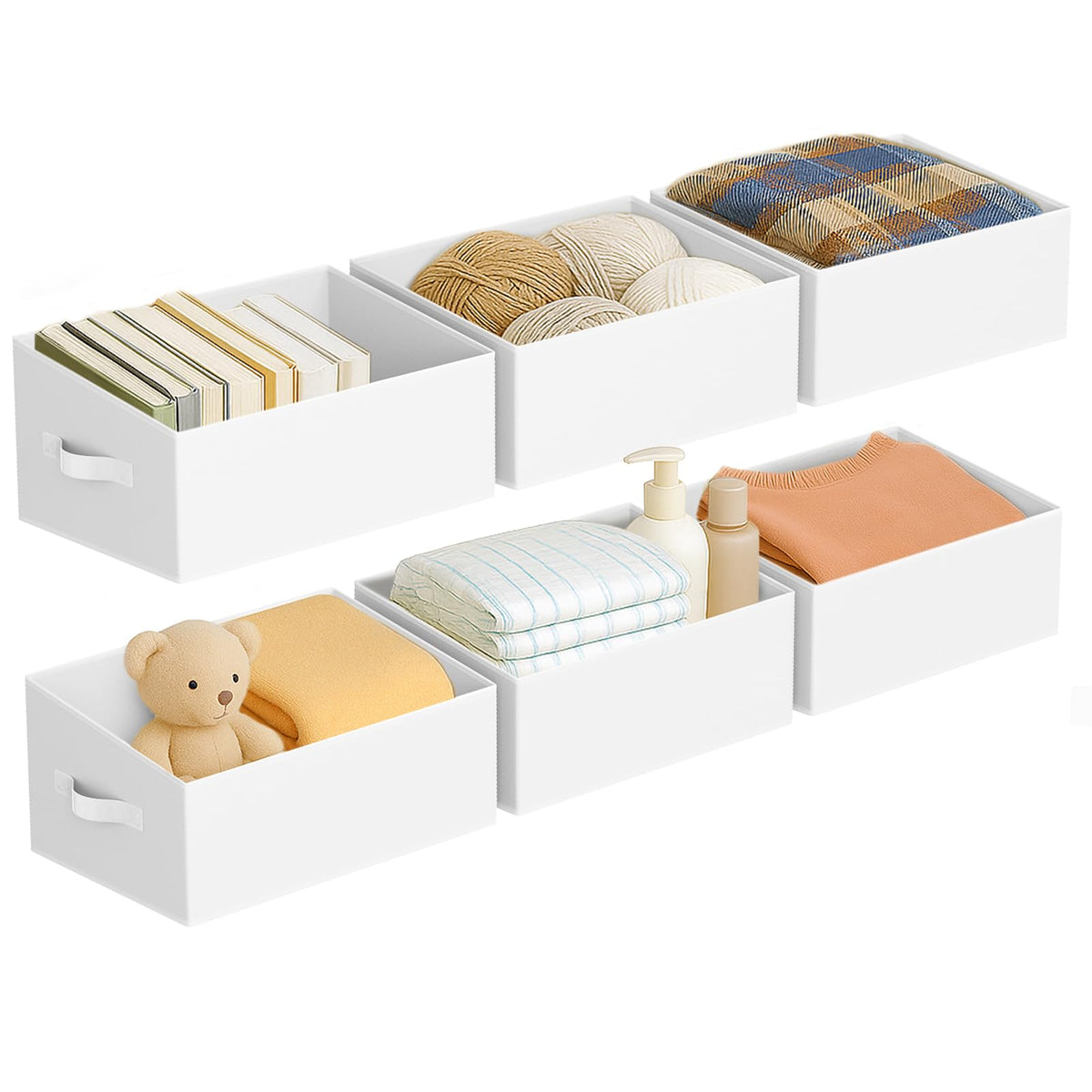 DIMJ Closet Storage Bins - Fabric Storage Baskets for Shelves, Collapsible Closet Organizers and Storage with Handles, Trapezoid Shelf Organization Storage Cubes for Purse, Toys, Books, Towel, Socks